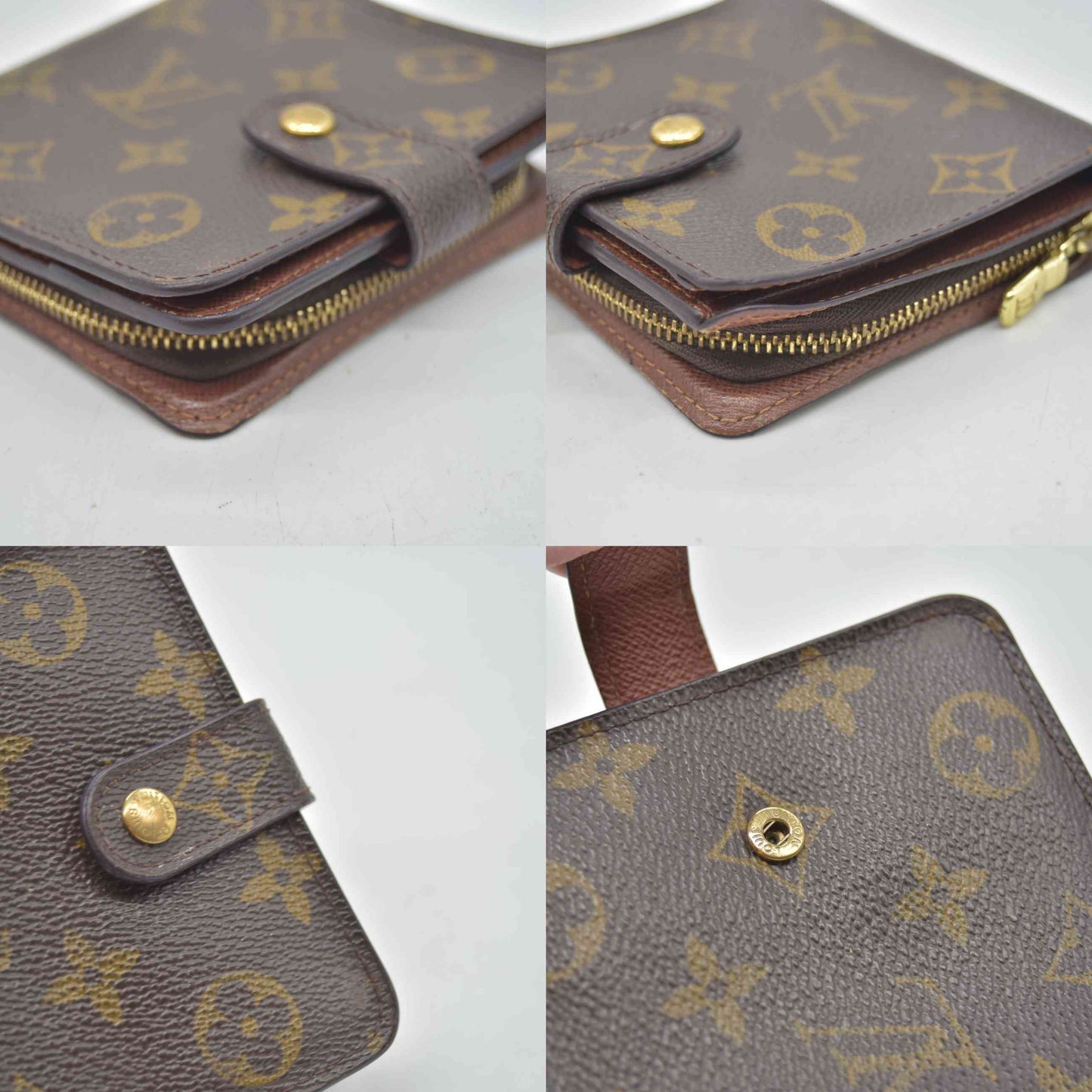 $590 2000 Louis Vuitton Monogram Compact Zippe Zipped Wallet CA0090 CONSIGNMENT