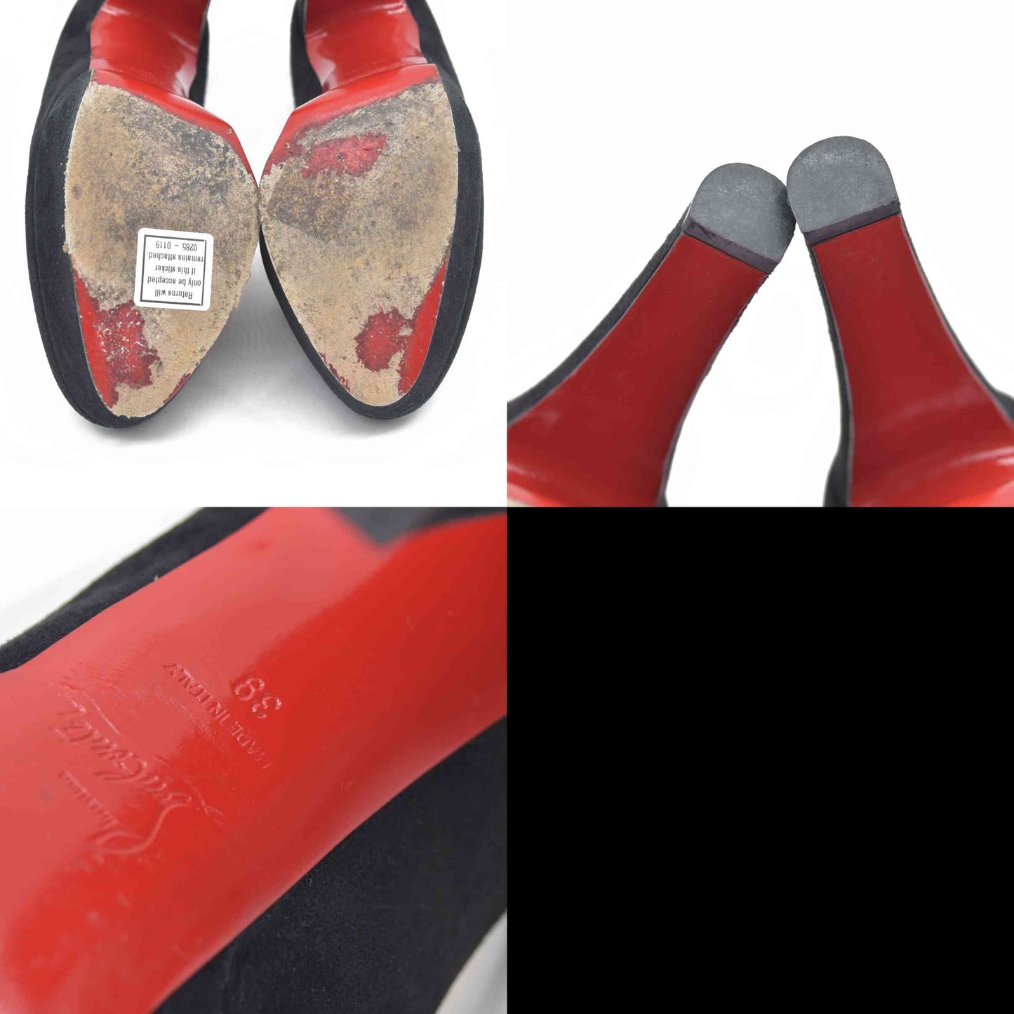 $795 Christian Louboutin Black Suede Bibi EU 39