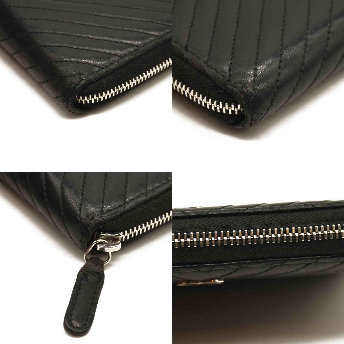 Chanel  Lambskin Chevron Quilted Zip Around Wallet So Black 22437133