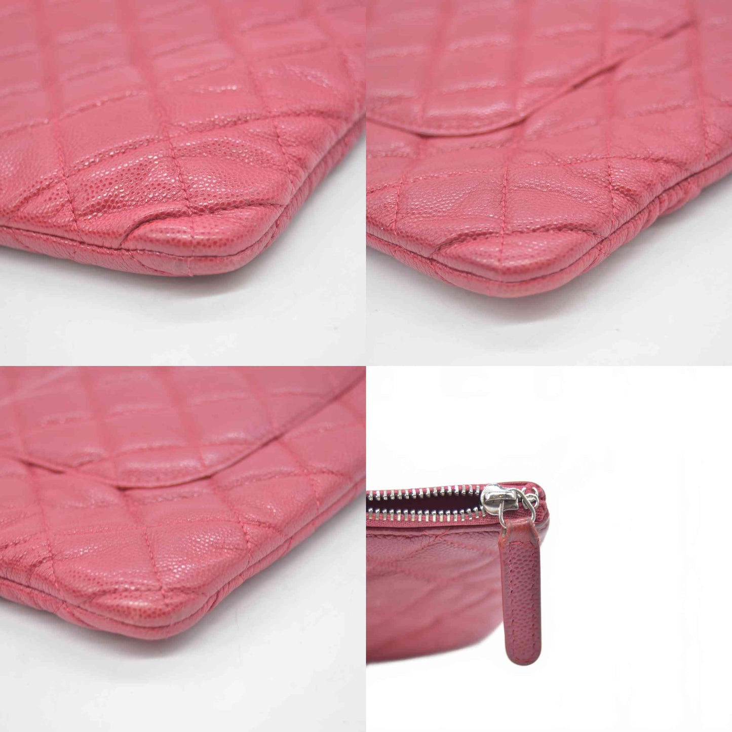 $1425 2019 Chanel Caviar Quilted Medium Cosmetic Case Red
