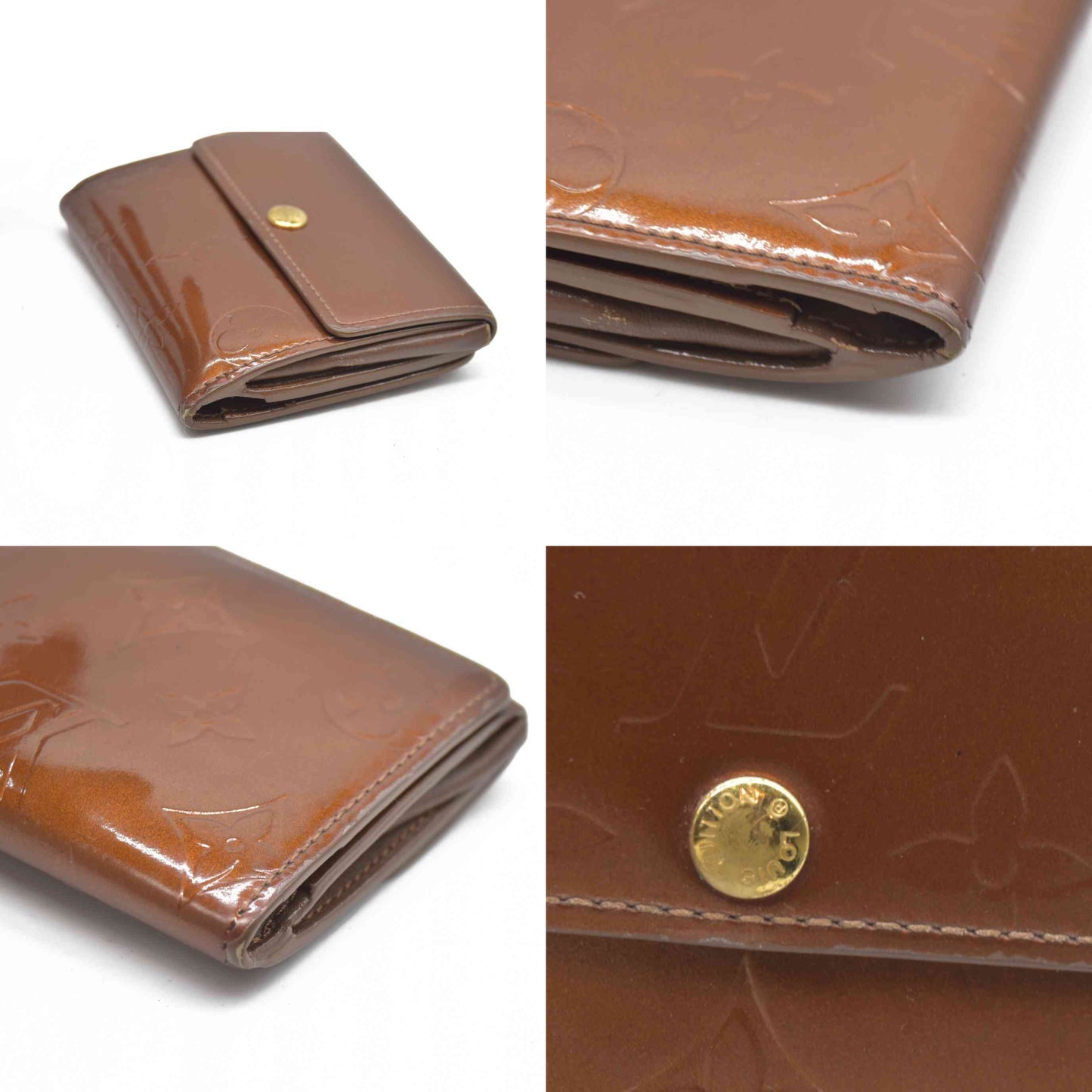 AUCTION $545 Louis Vuitton Monogram Vernis Ludlow Patent Leather Coin Purse Wallet BJ0041