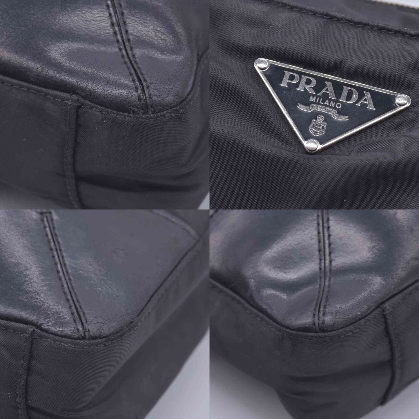$1290 Prada Triangle Black Tessuto Nylon Shoulder Bag