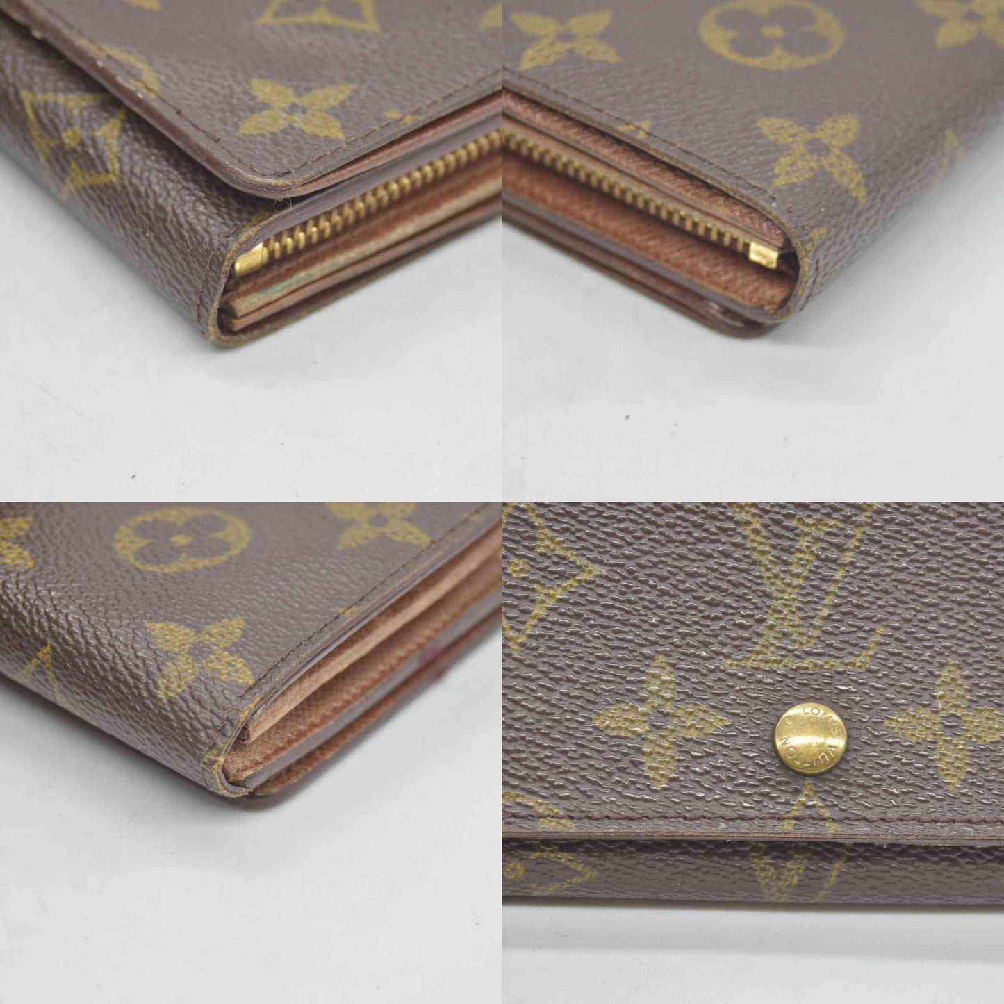$560 Louis Vuitton Monogram Porte Monnaie Billets Tresor Bifold Wallet RA0915