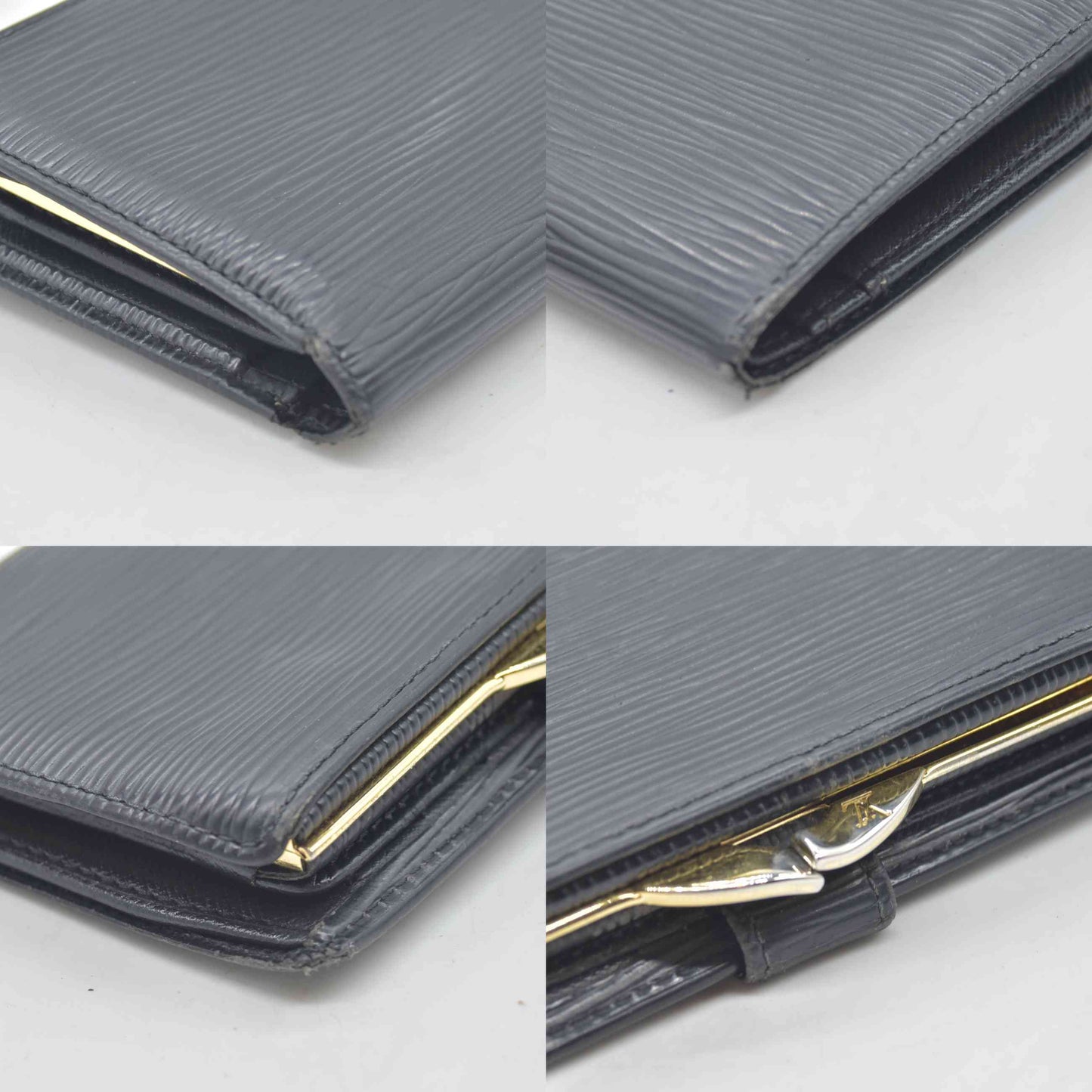 $905 1997 Louis Vuitton Epi French Purse Black Wallet MI0957