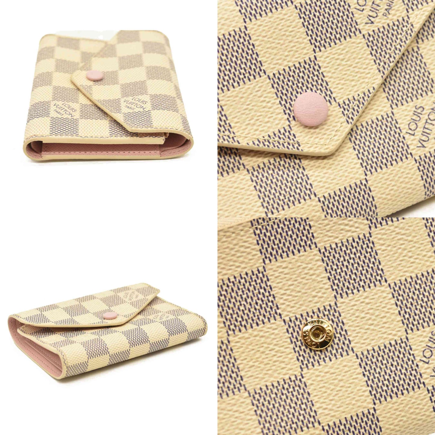 LOUIS VUITTON Damier Azur Victorine Wallet Rose Ballerine  MI5128