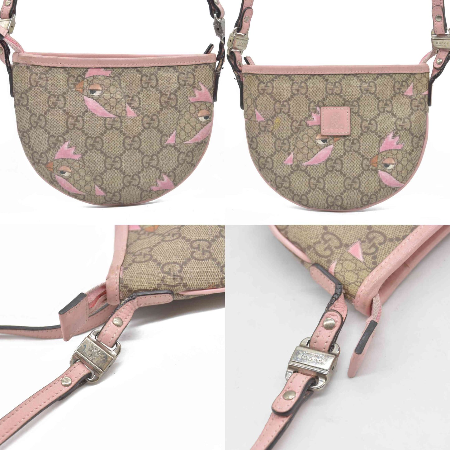 $810 Gucci Children's Zoo Shoulder Bag Printed GG Coated Canvas