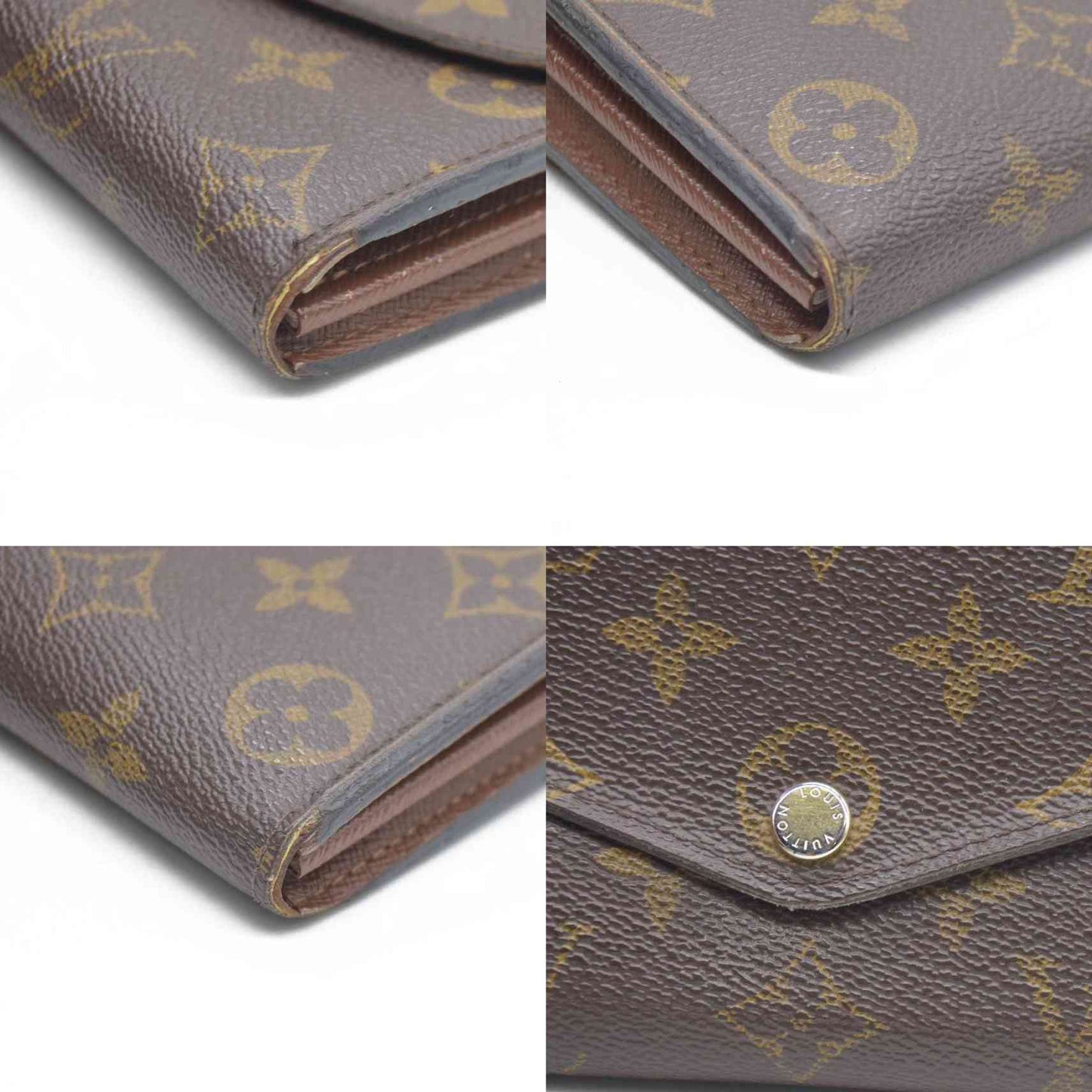AUCTION $720 Louis Vuitton Monogram Portefeiulle Sarah Long Bifold Wallet Brown MI0166