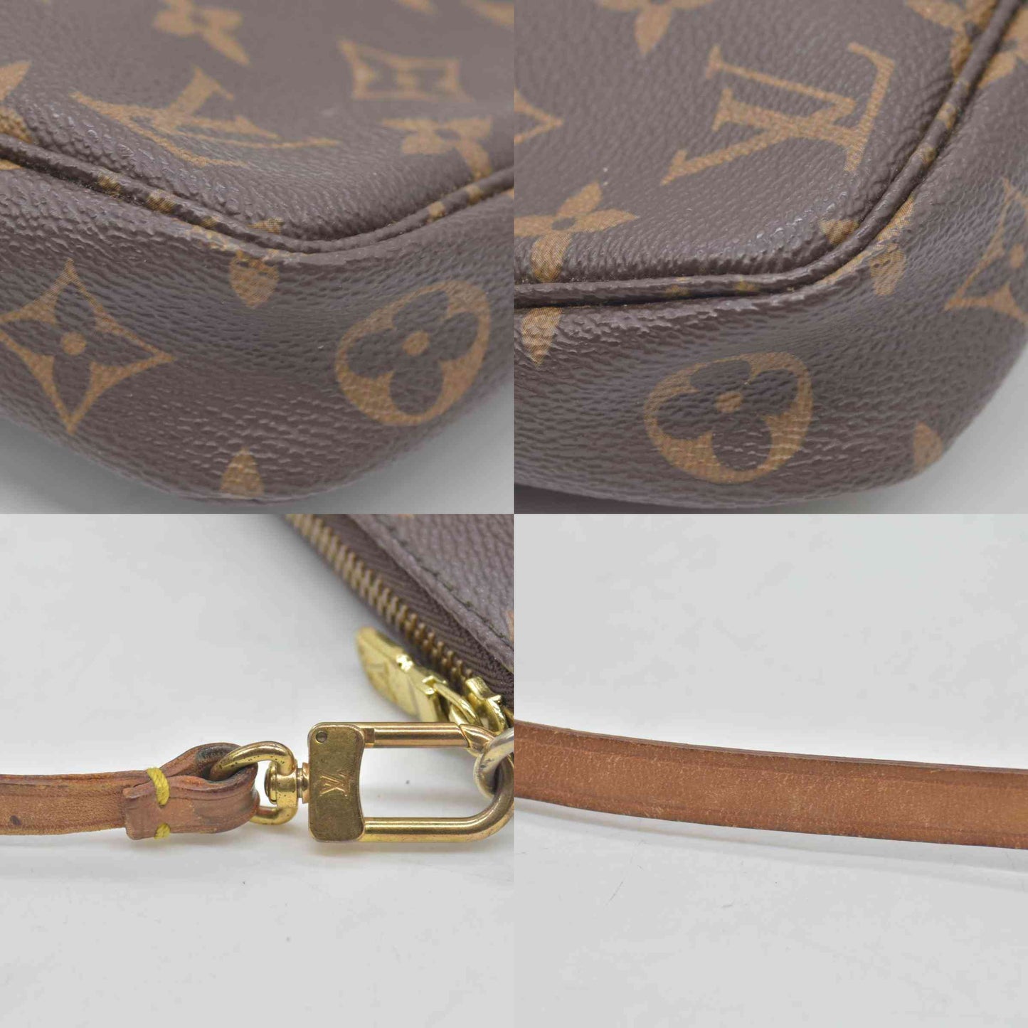 $1290 1998 Louis Vuitton LV Pochette Accessories Brown Monogram SL1918