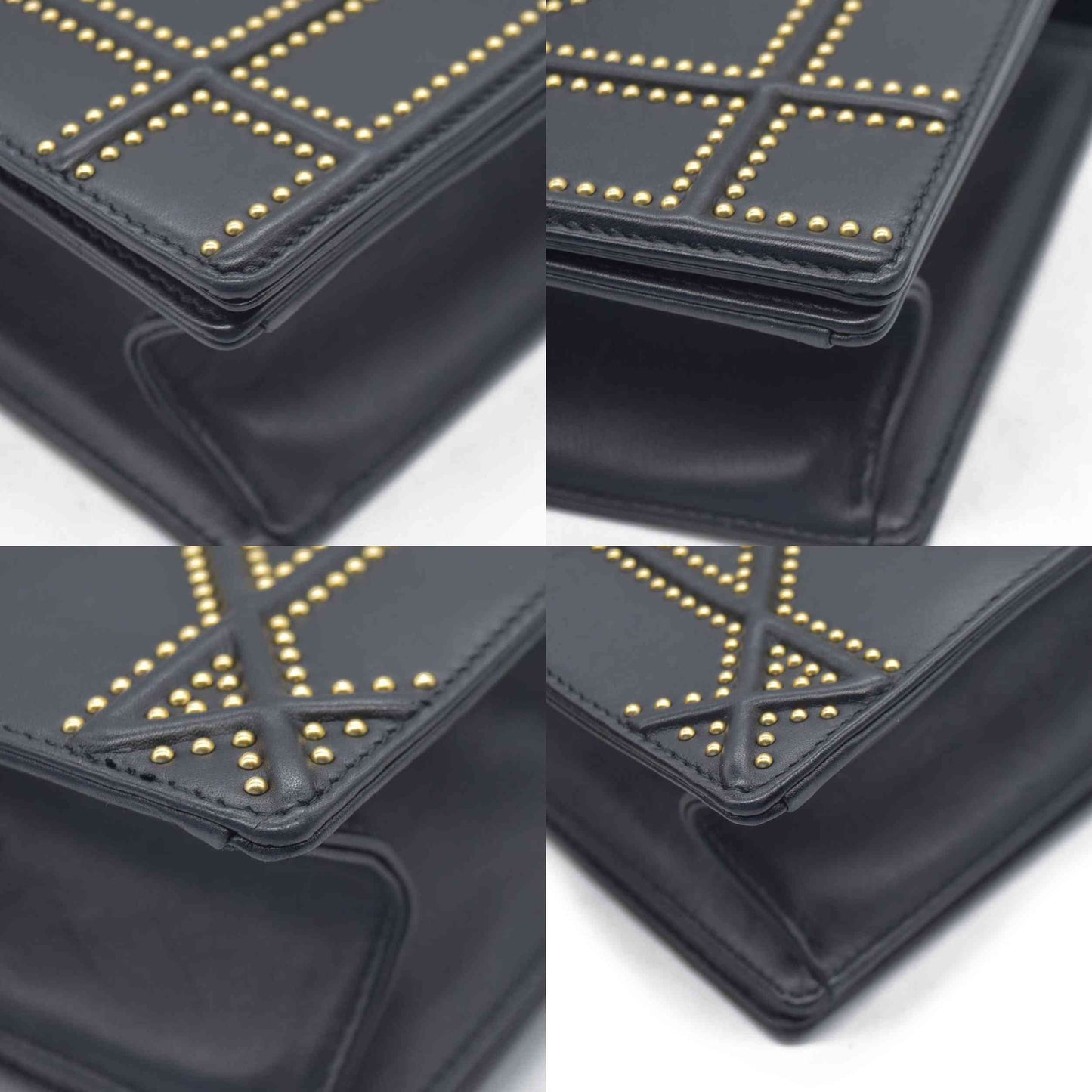$3600 Dior Lambskin Studded Medium Diorama Flap Bag Black