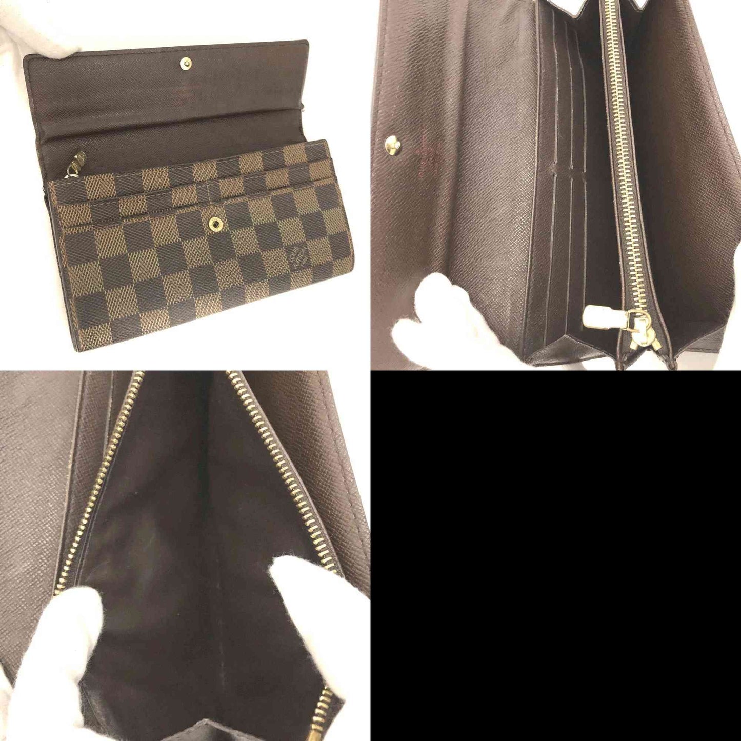 Louis Vuitton Damier Porte Feuille Sarah Long Bifold Wallet Brown CA0096
