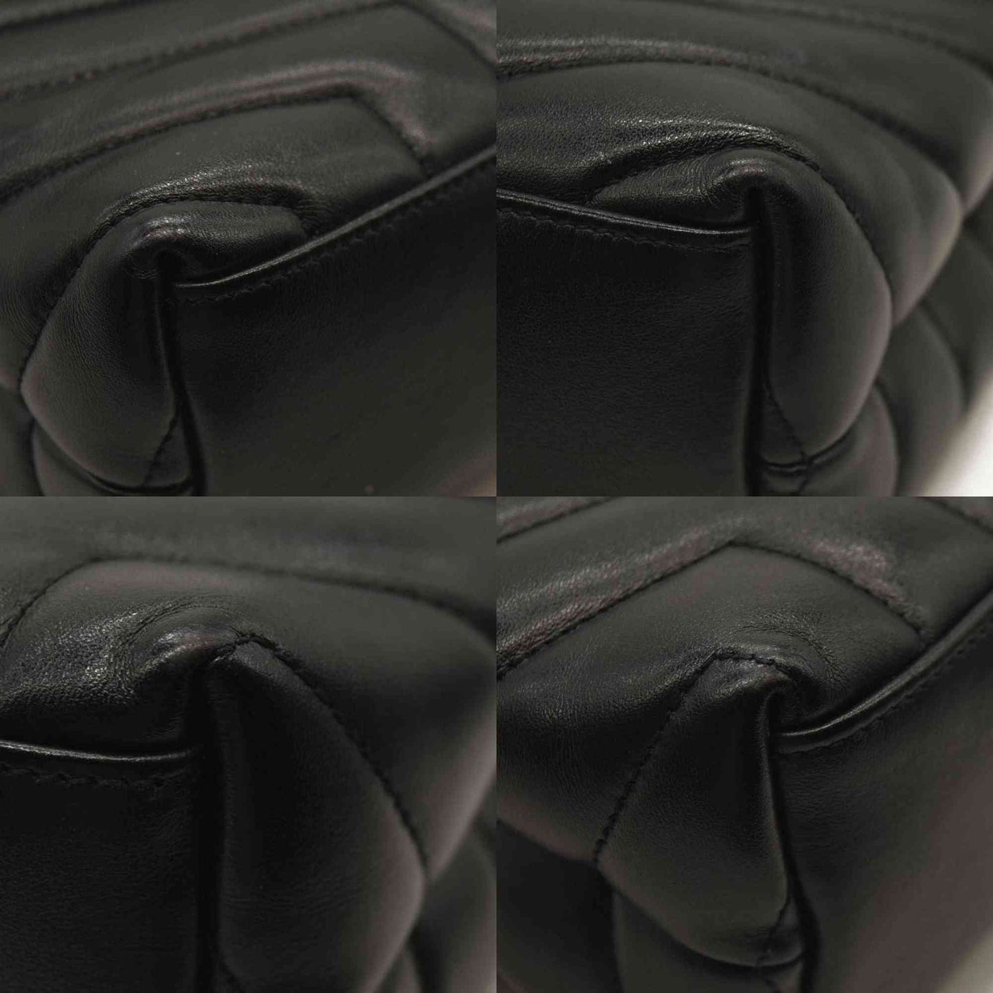 SAINT LAURENT Calfskin Y Quilted Monogram Monochrome Small Loulou Chain Satchel Black