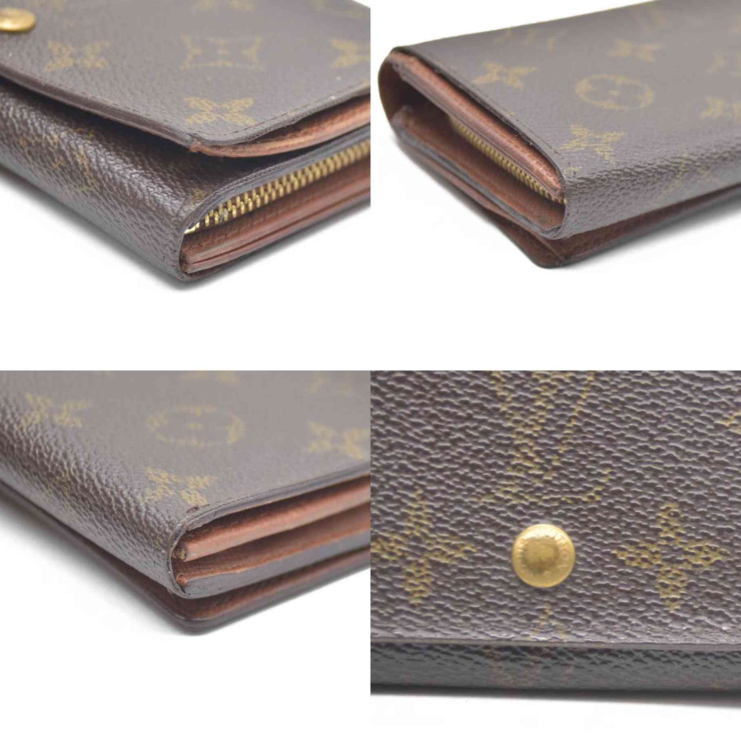 Louis Vuitton Monogram Porte Monnaie Billets Tresor Bifold Wallet Brown CA0927