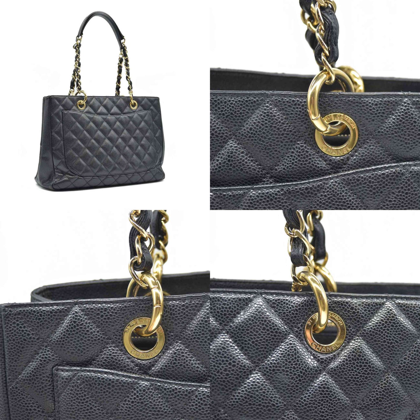 AUCTION $2900 Chanel  Caviar Quilted Grand Shopping Tote GST Black