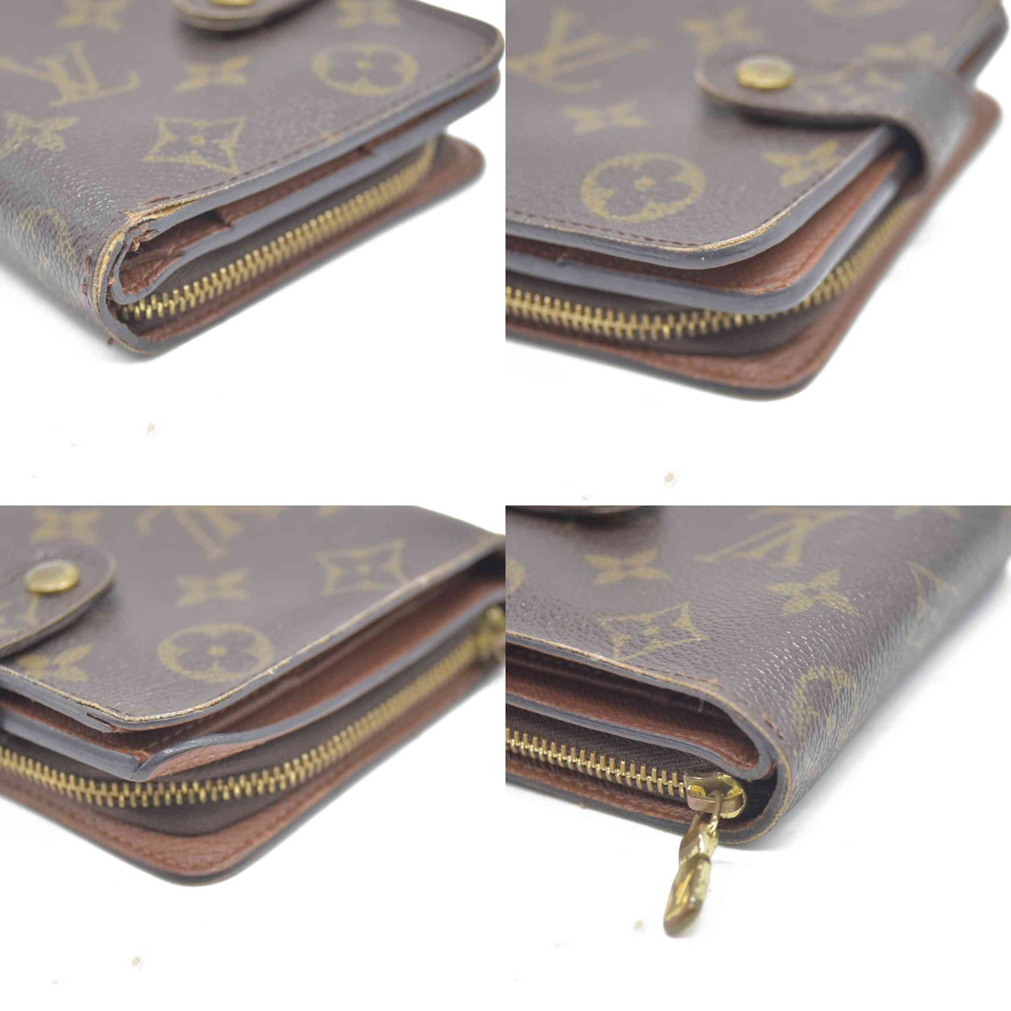 Louis Vuitton Monogram Compact Zip Bifold Wallet Brown MI1023
