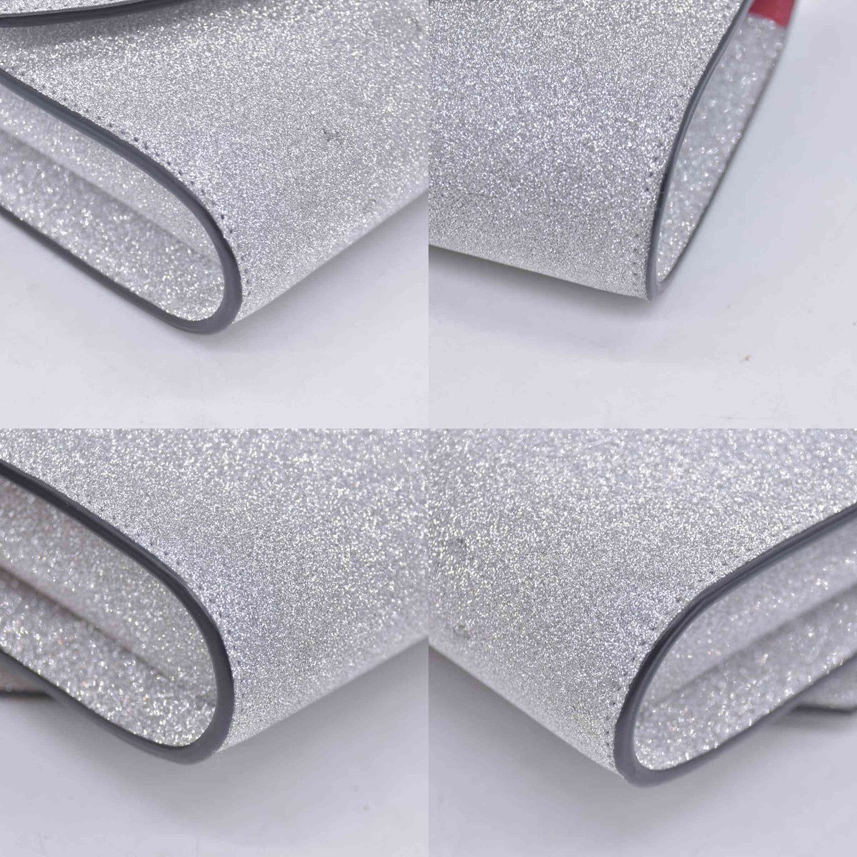 $1190 Christian Louboutin Glitter Calfskin Loubi54 Crossbody Clutch Silver 10021112