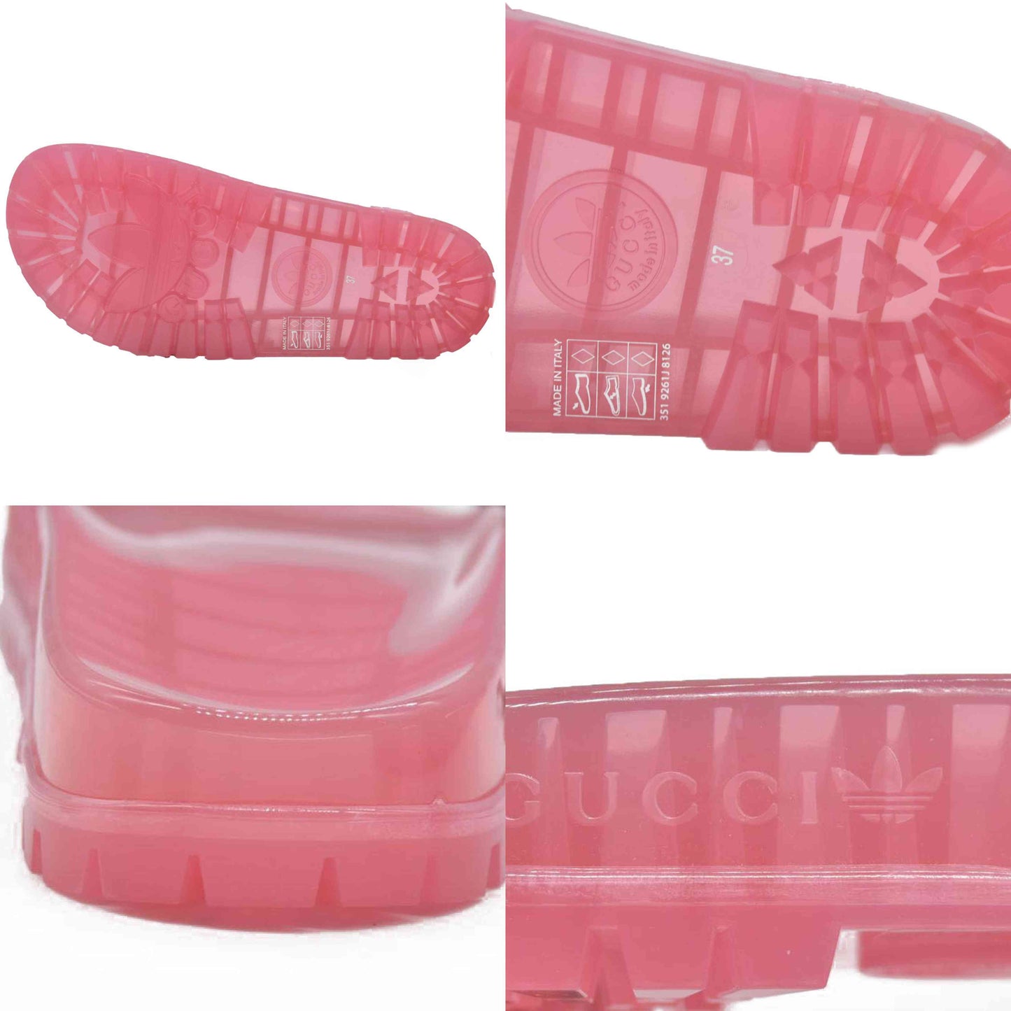 Pristine Gucci X Adidas Pink Platform Jelly Slides Sandals EU 37 US 7