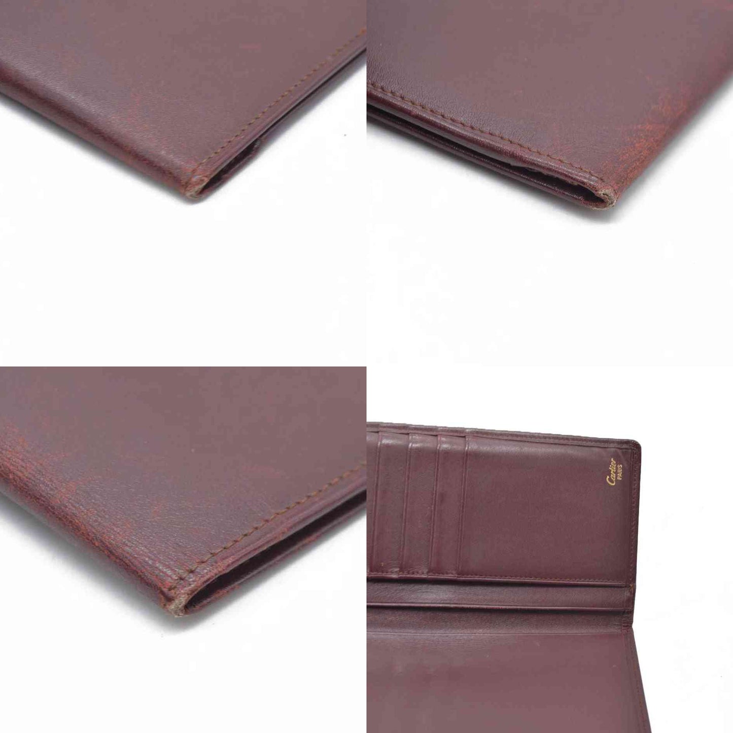 Cartier Vintage Burgundy Bifold Leather Wallet