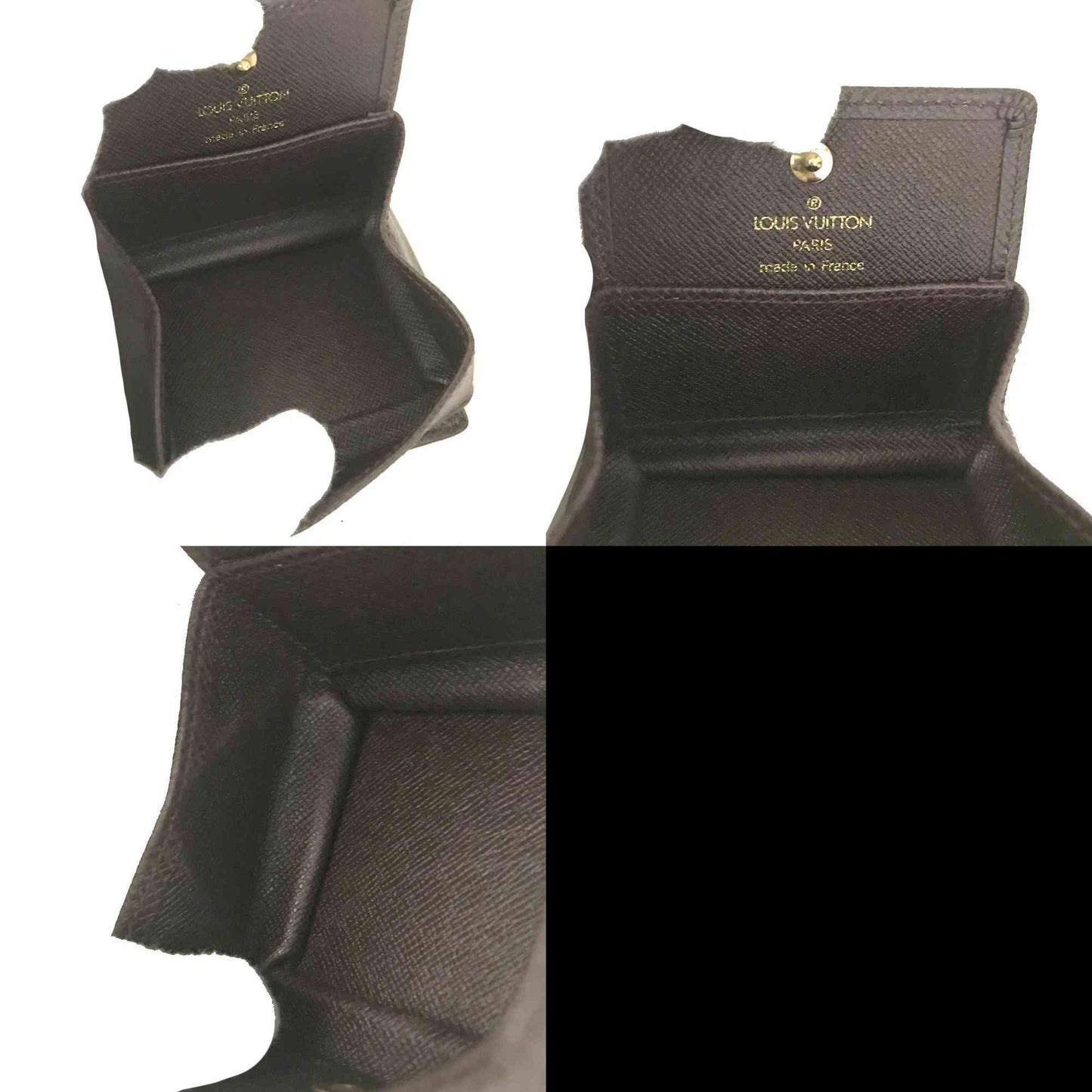 $445 1998 Louis Vuitton Taiga Porte Mannaie Boite Leather Coin Purse Wallet MI0928