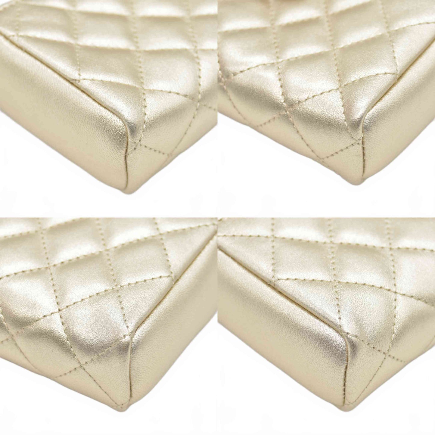 $1200 CHANEL Lamb Skin Matelasse Pouch Champagne Gold 2014