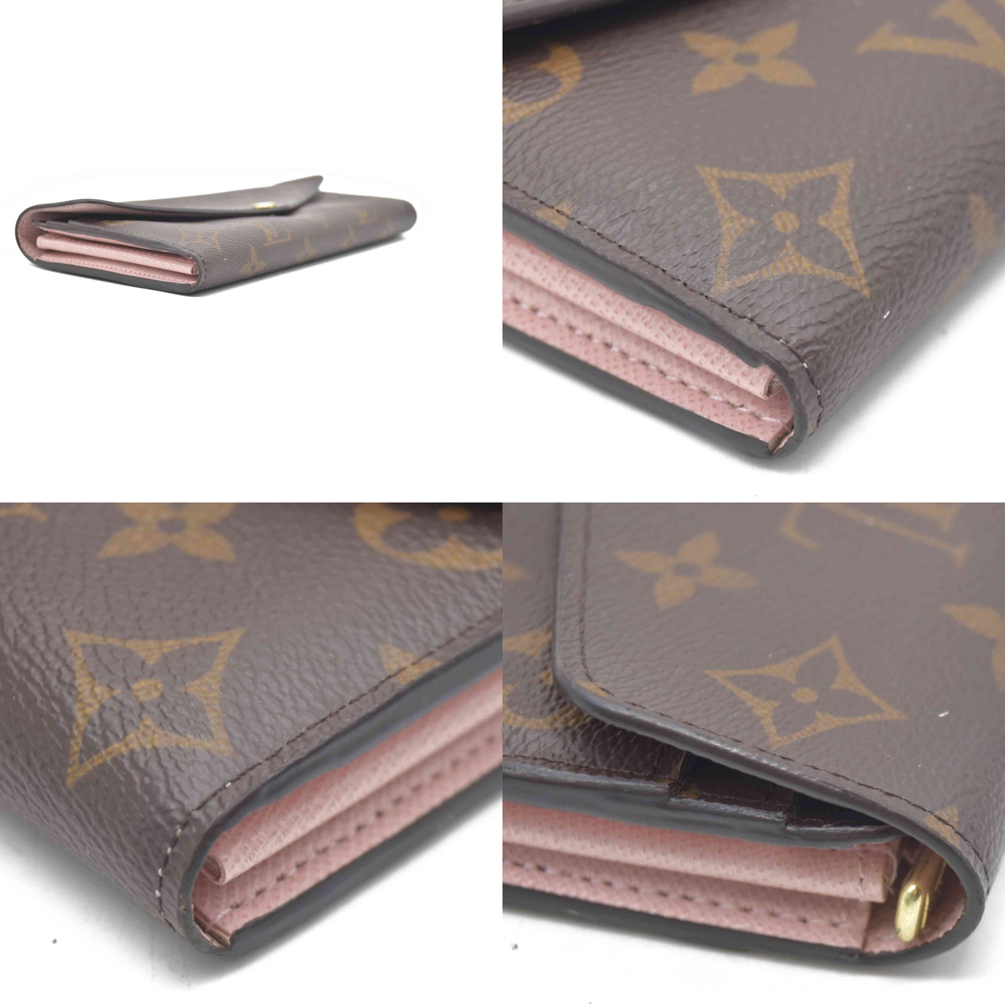 $775 Louis Vuitton  Monogram Sarah Wallet NM Rose Ballerine RFID