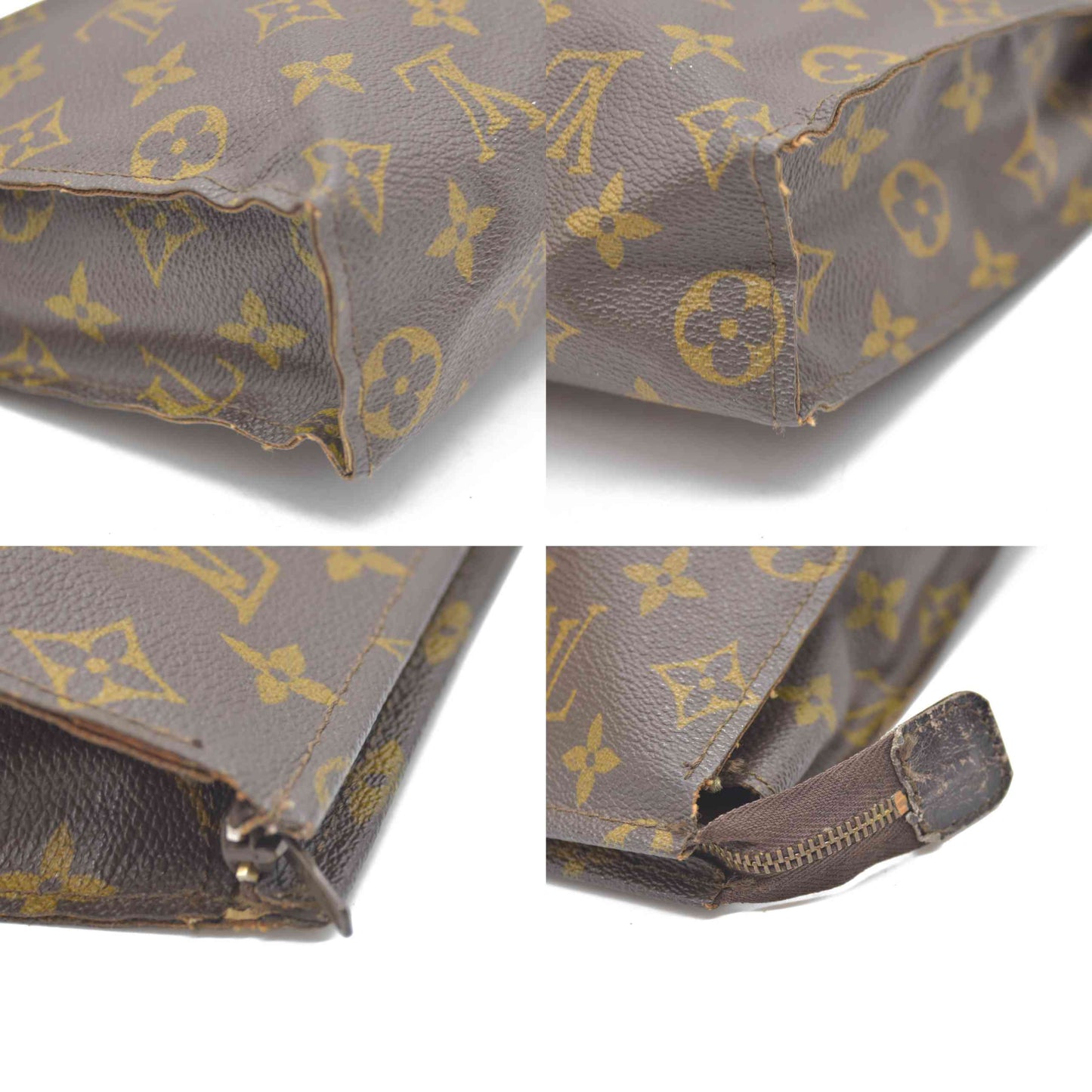 Louis Vuitton Monogram Poche Toilette 26 Cosmetics Pouch Purse Brown