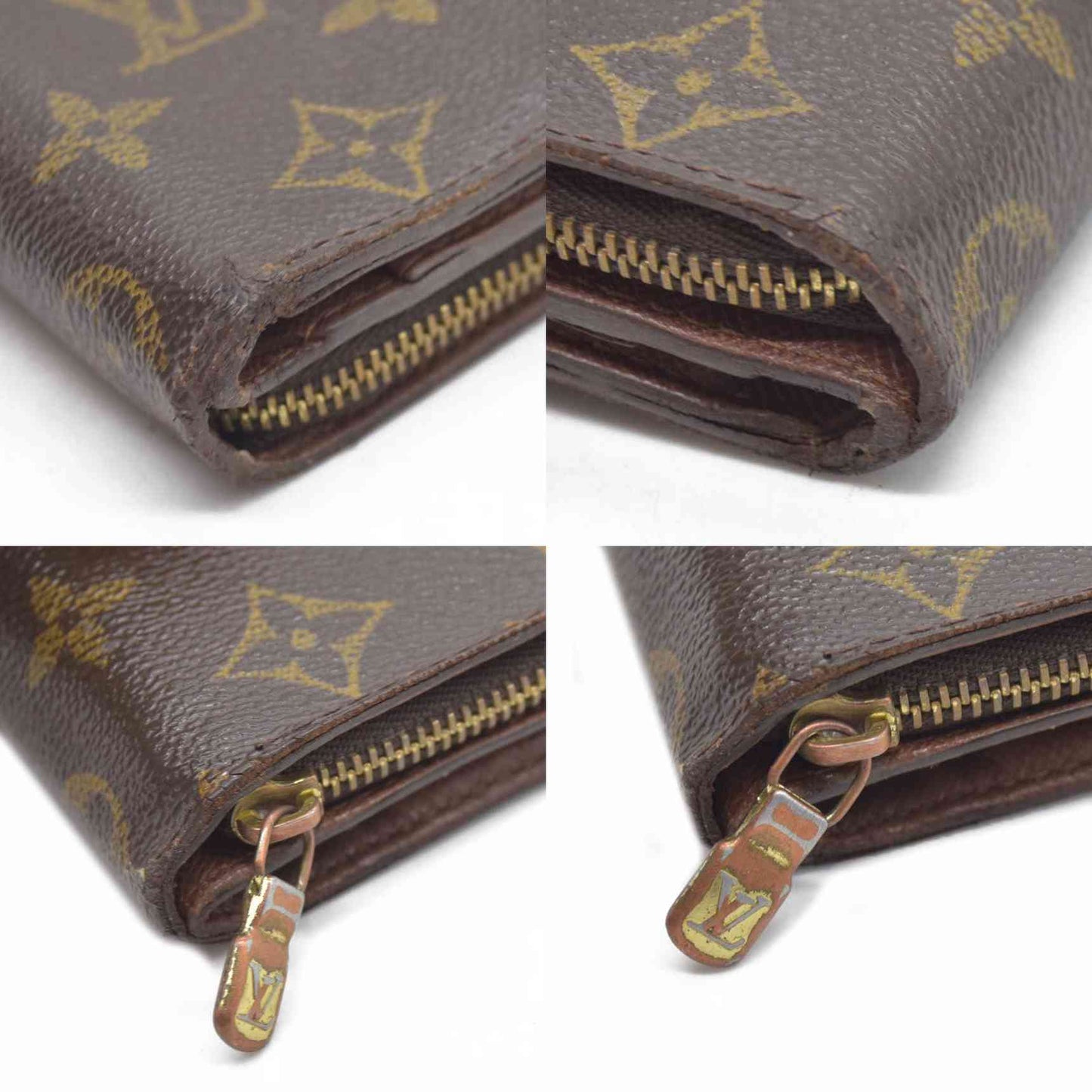 $590 Louis Vuitton Monogram Compact Zip Bifold Wallet Brown CA0072