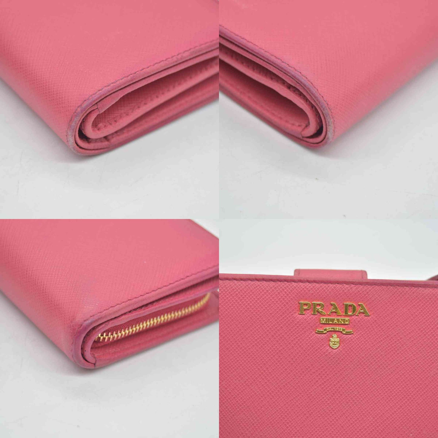 $650 PRADA Saffiano Compact Wallet Pink CONSIGNMENT