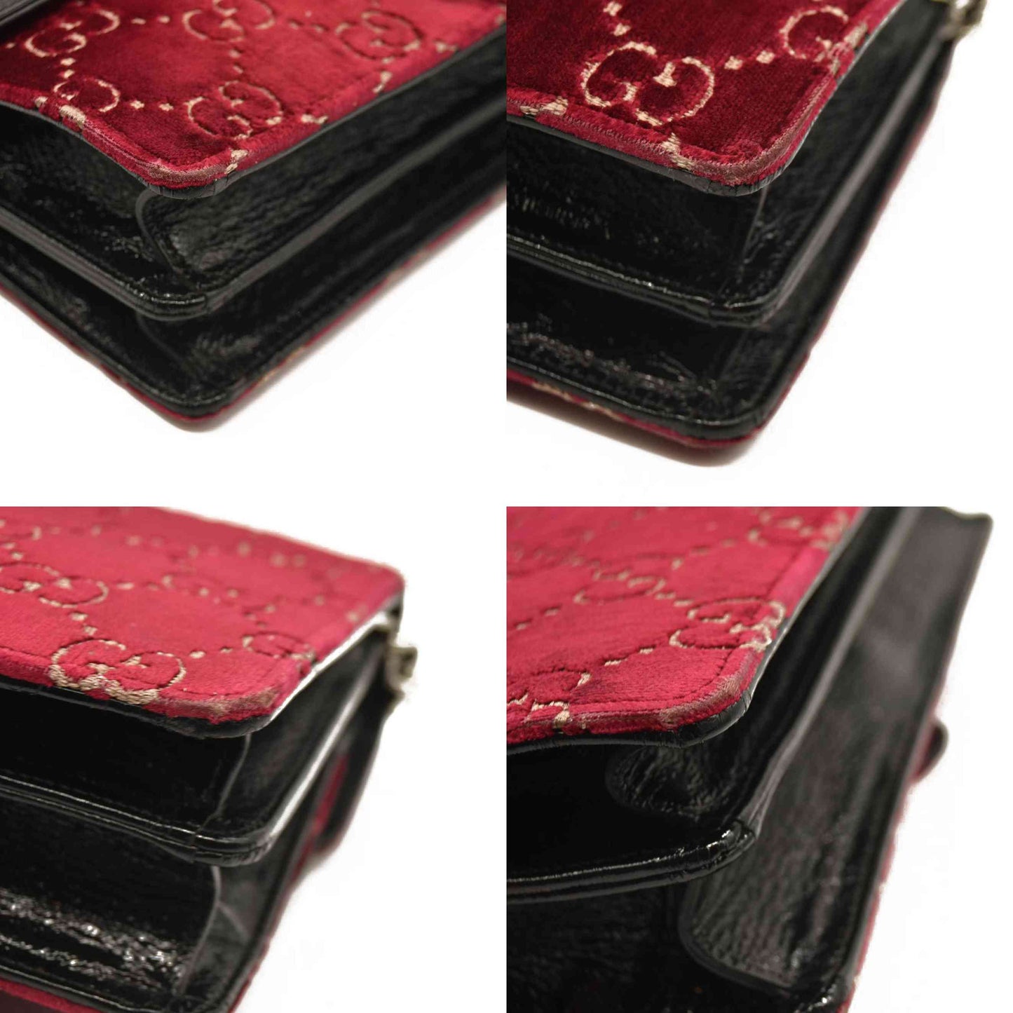 Gucci  Velvet Skipper Crystal GG Monogram Small Dionysus Shoulder Bag Red Cipria Black Black Diamond