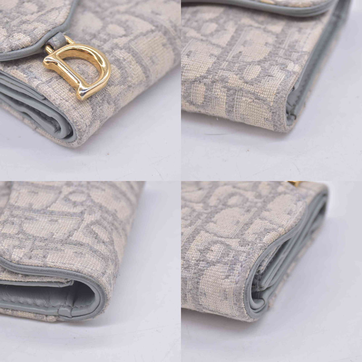 $690 Christian Dior Saddle Oblique Trotter Canvas Trifold Wallet 10021021