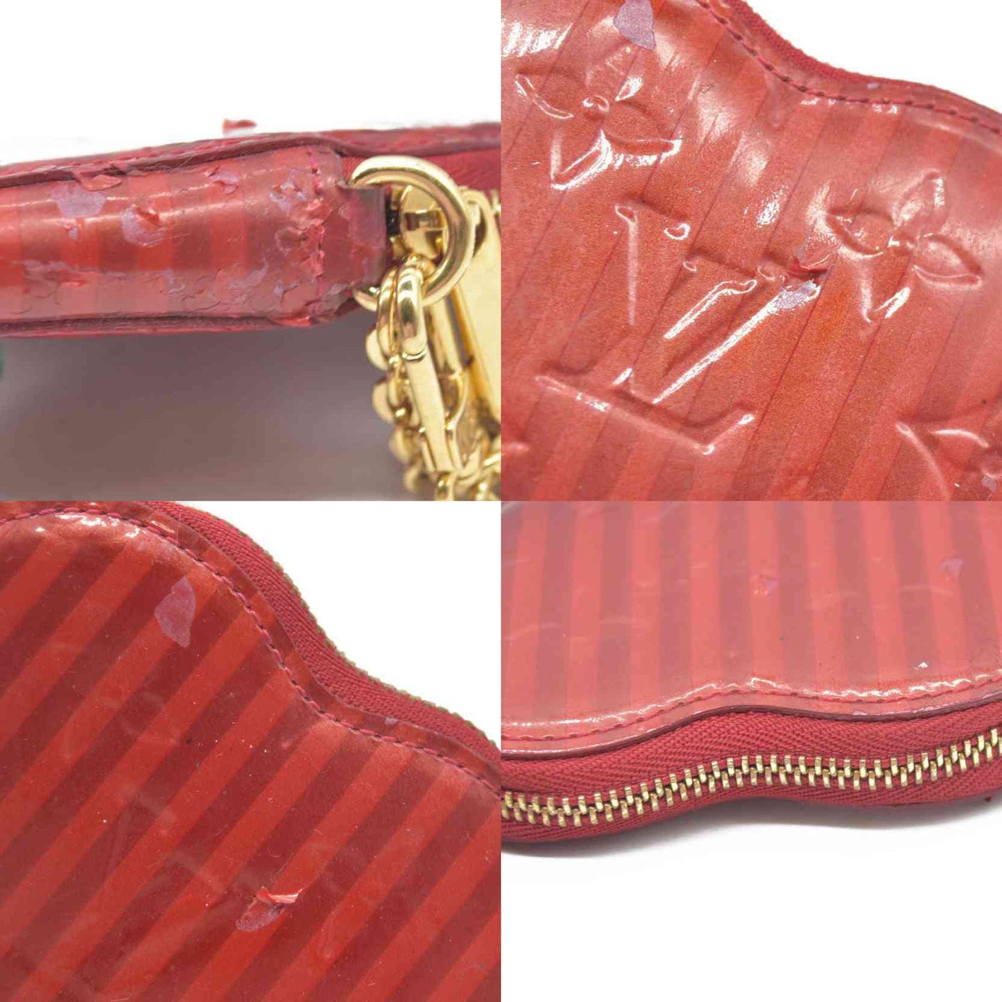 $490 Louis Vuitton  Vernis Rayures Coeur Heart Coin Purse TS4187