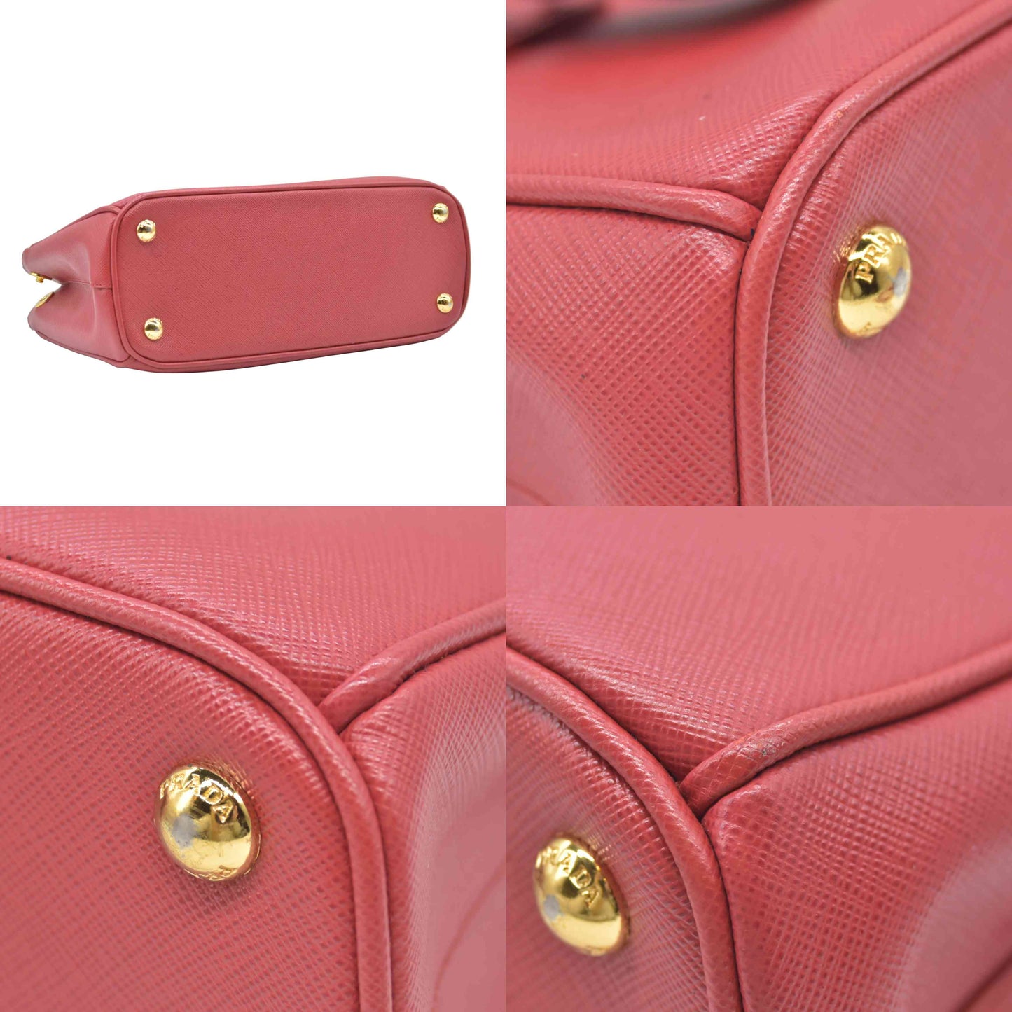 $4700 Prada Saffiano Mini Galleria Double Zip Tote Fuxia