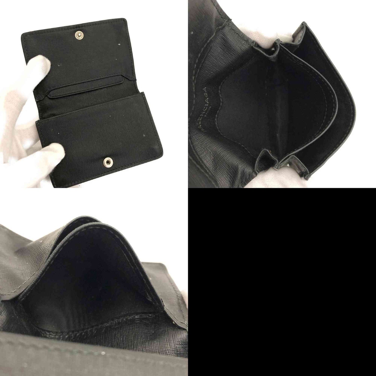 BALENCIAGA Leather Card Case Black/3CA1378