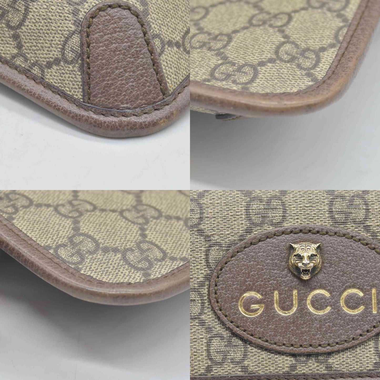 $1200 Gucci GG Supreme Monogram Neo Vintage Web Belt Bag Brown CONSIGNMENT