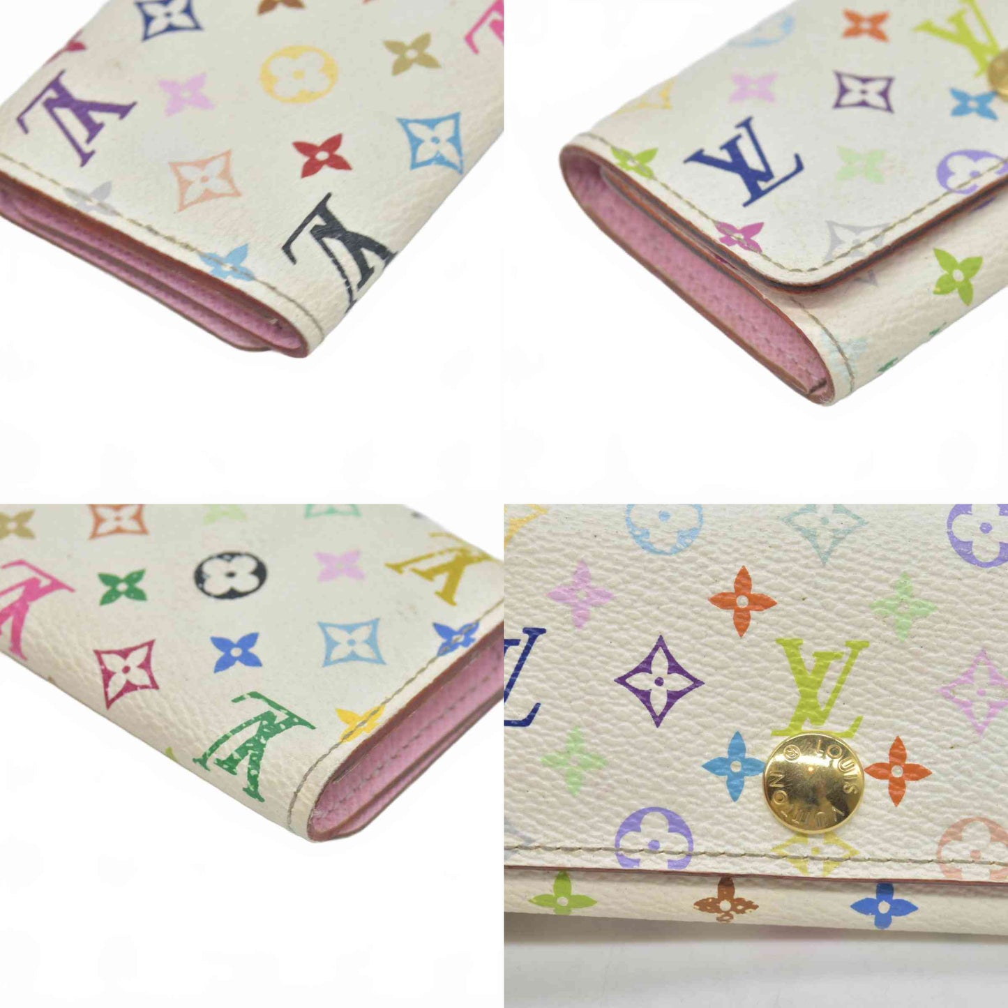 $345 2012 LOUIS VUITTON Monogram Multicolor Multicles 4 Key Holder White Litchi CT3102
