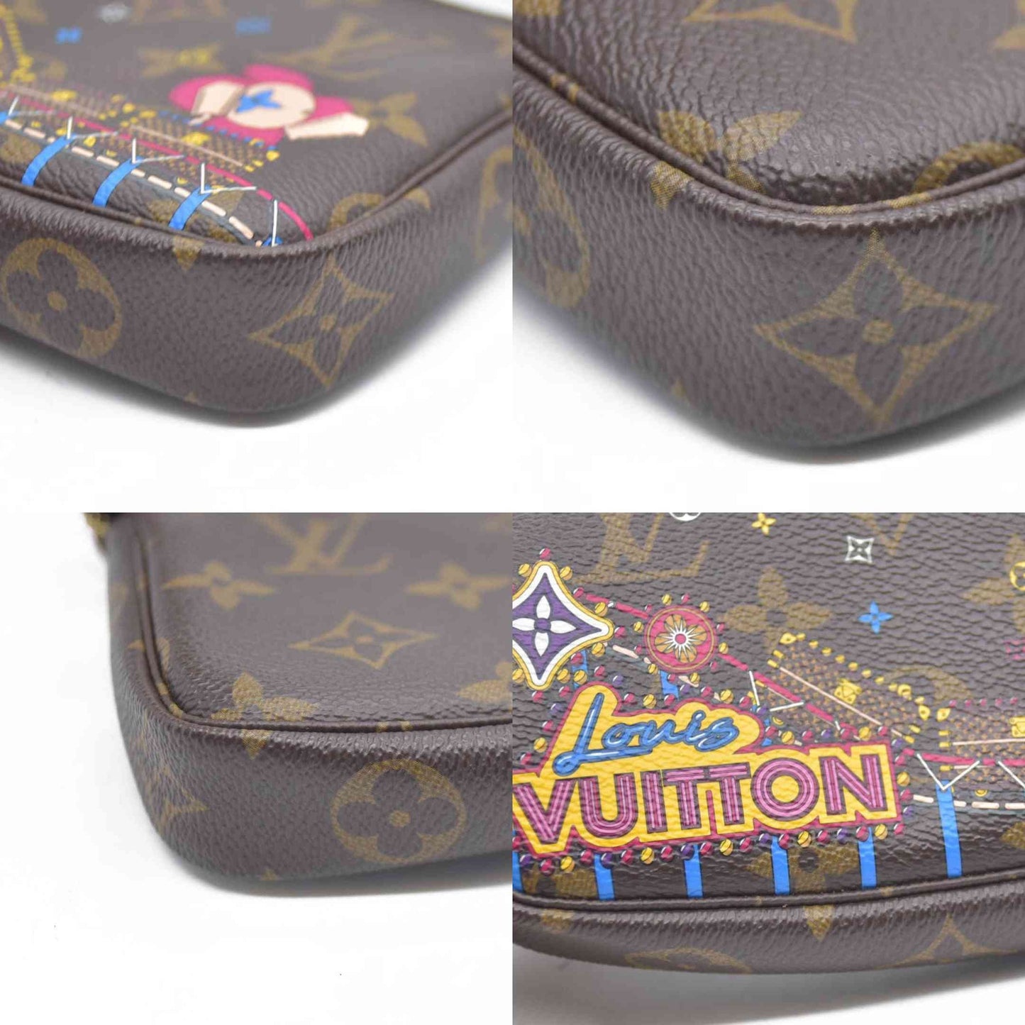 Louis Vuitton  Monogram 2020 Christmas Animation Roller Coaster Mini Pochette Accessories Pivoine