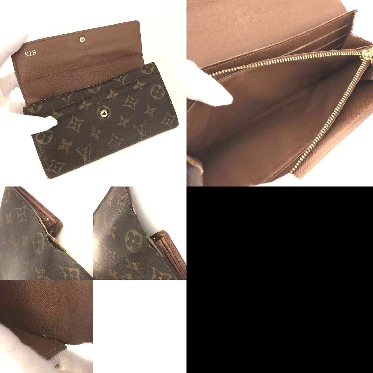 $775 2011 Louis Vuitton Monogram Portefeiulle Sarah Long Bifold Wallet Brown CT4181