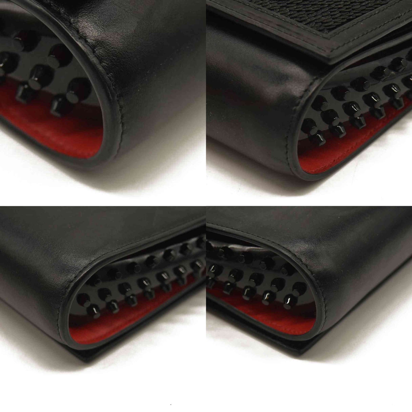 Christian Louboutin  Calfskin Pailette Spikes Paloma Clutch Black