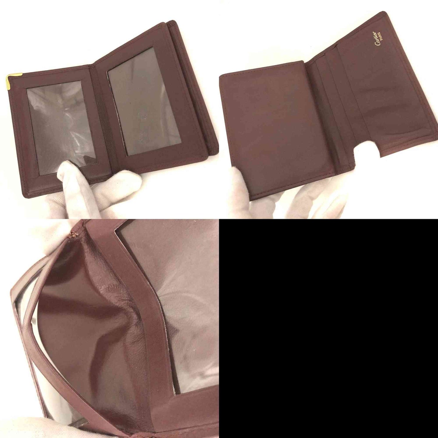 $390 Must de Cartier Leather Card Case Bordeaux
