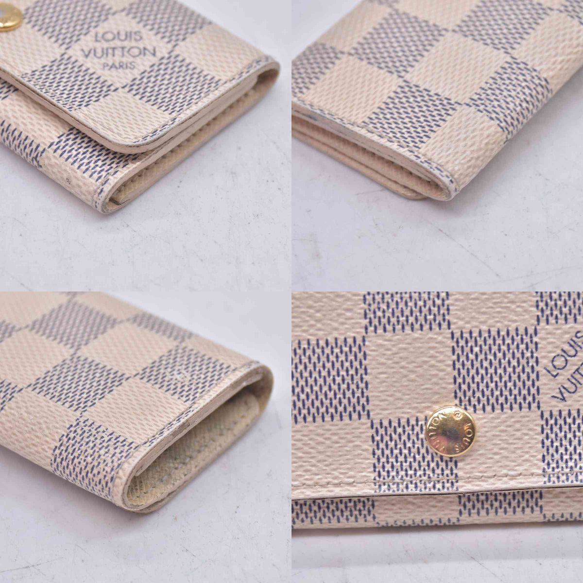 $345 2013 LOUIS VUITTON  Damier Azur Multicles 4 Key Holder CT3103 CONSIGNMENT 10020961