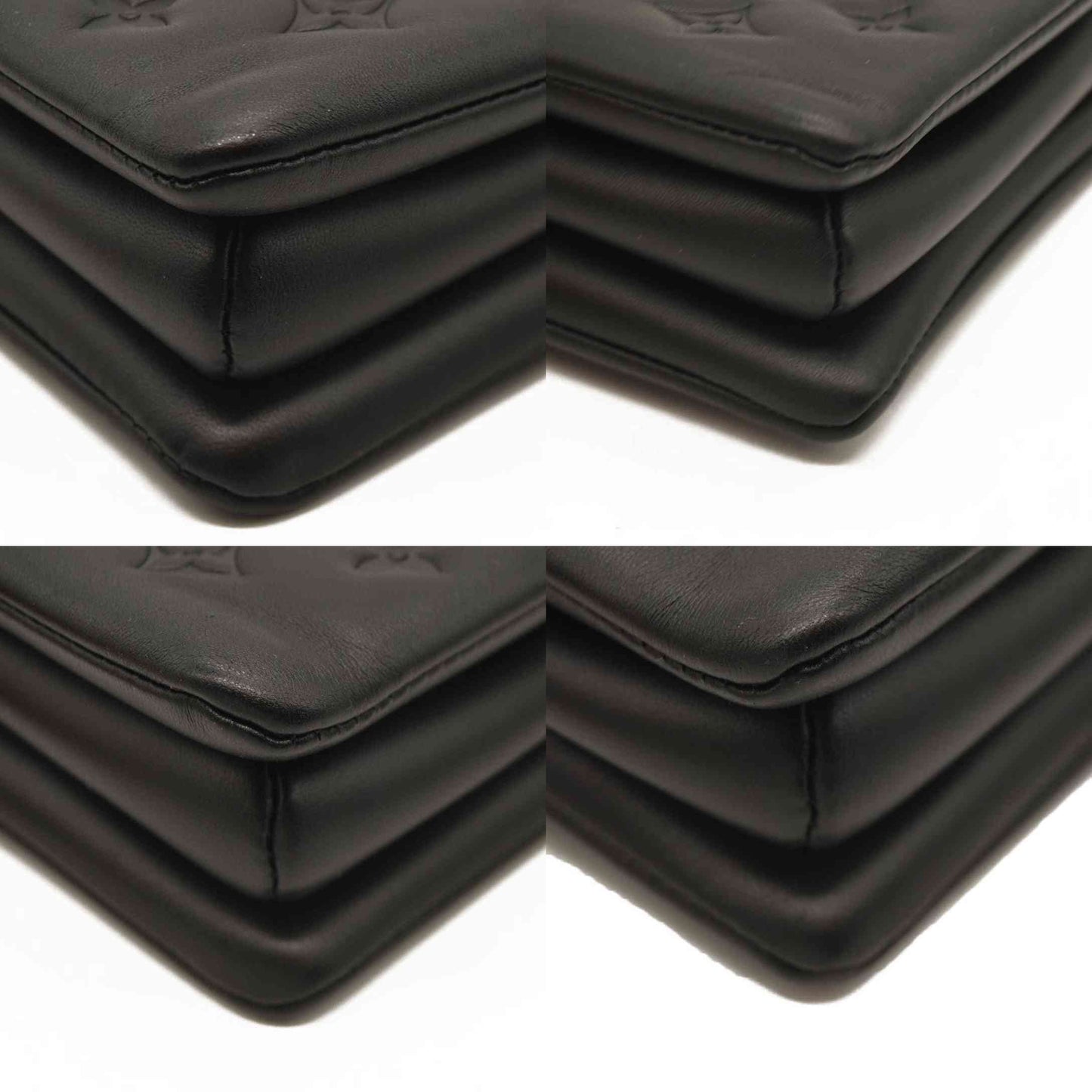 LOUIS VUITTON Lambskin Embossed Monogram Coussin PM Black