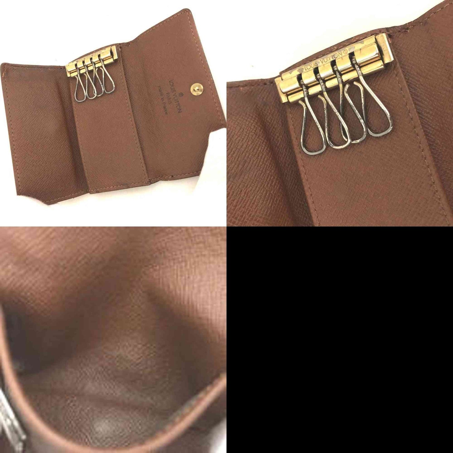 $345 2000 Louis Vuitton Monogram Multicles 4 Ring Key Case Brown TH0060