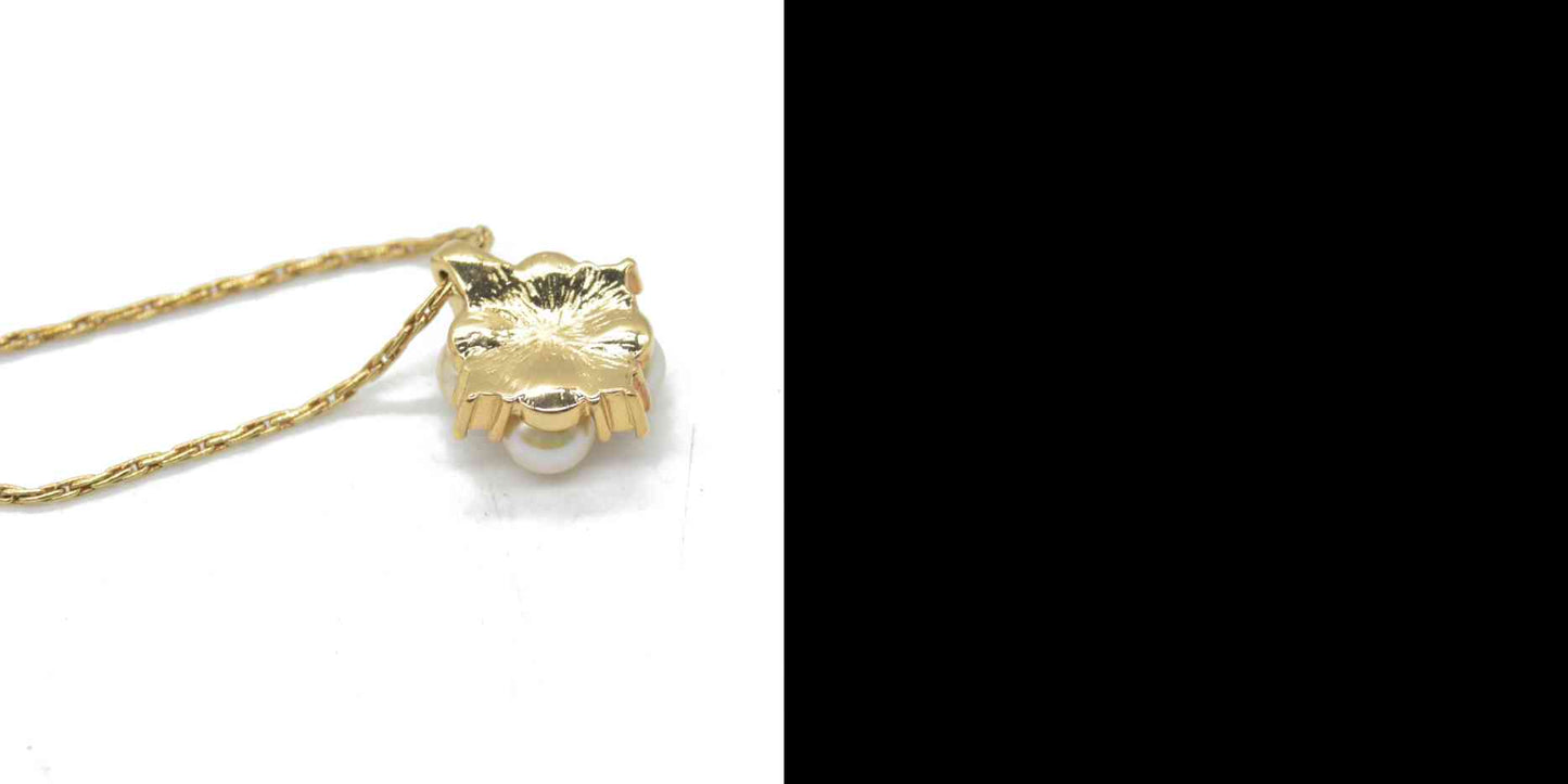$550 Dior Petit Necklace Gold Finish Metal Necklace with Resin Pearl