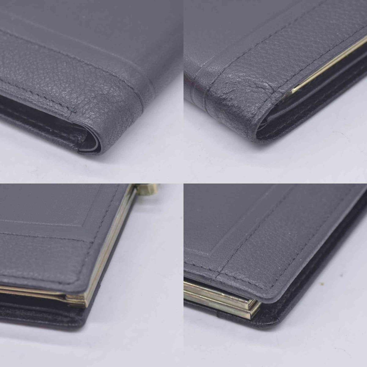 $650 GIVENCHY Smooth Leather 4G Kisslock French Purse Wallet Dark Navy CONSIGNMENT 10021205