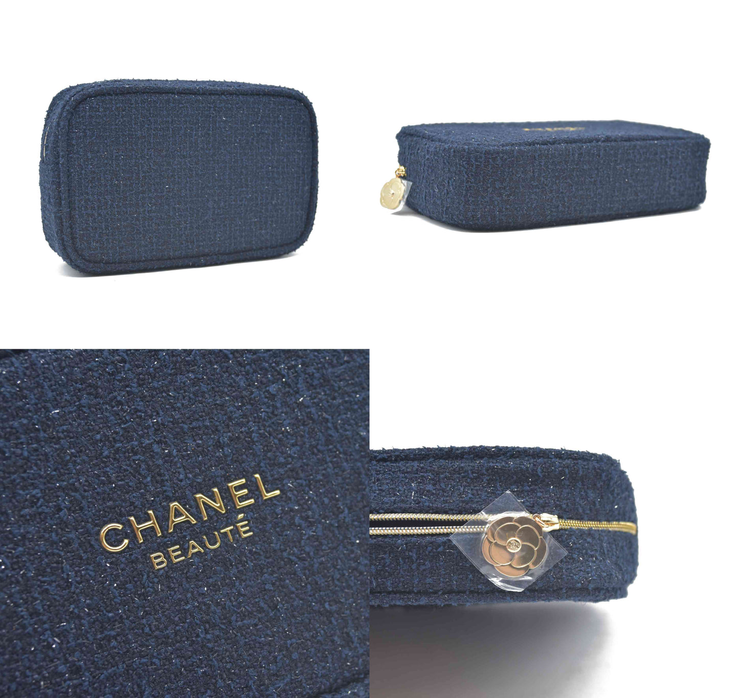 CHANEL EYES TO IMPRESS Cosmetic Pouch Navy Blue Shimmer