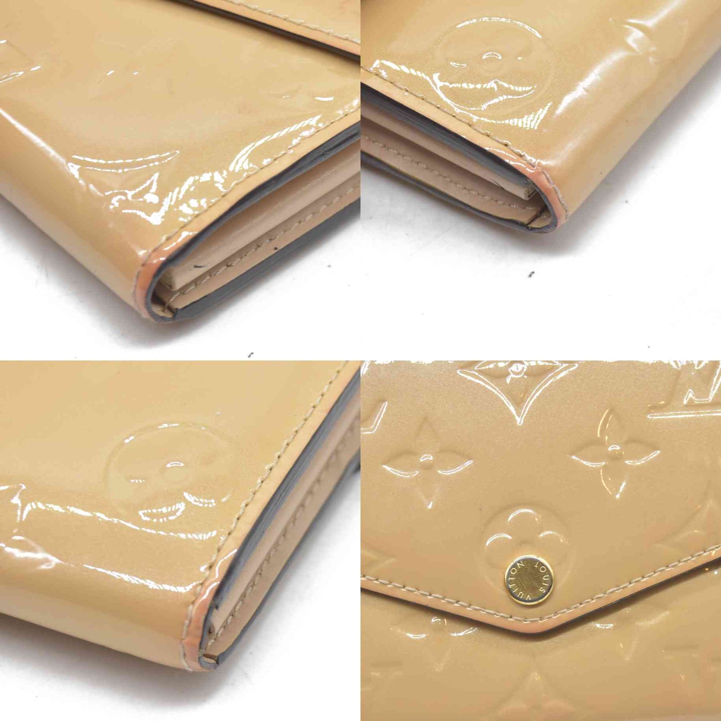 $880 LOUIS VUITTON Vernis Sarah Wallet Beige Poudre TS1126 2016 CONSIGNMENT