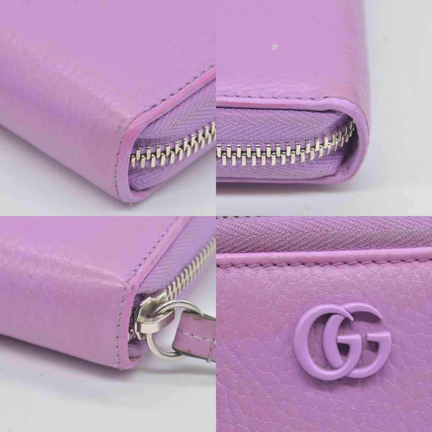 $660 Gucci Marmont Double G Marmont Zip Around Wallet Purple CONSIGNMENT