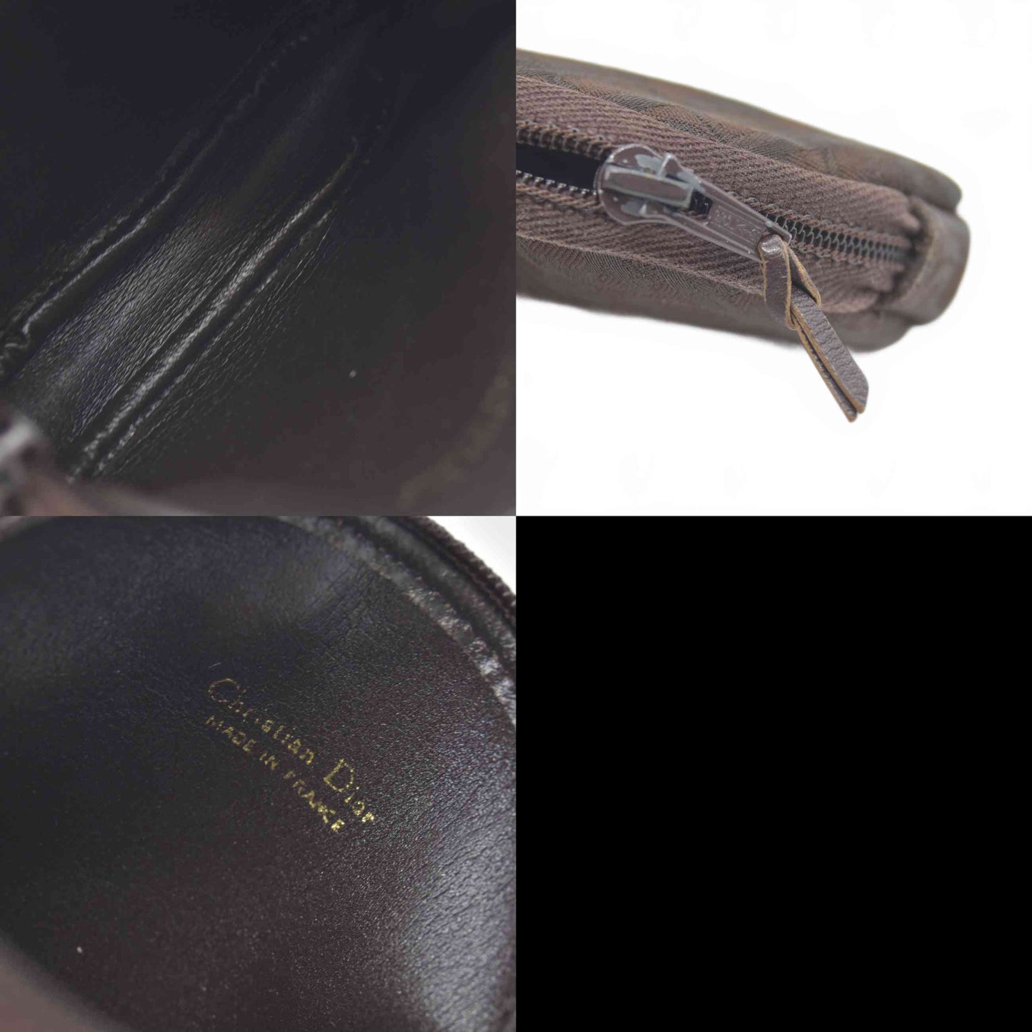 $550 CHRISTIAN DIOR Oblique Trotter Canvas Round Coin Purse Brown