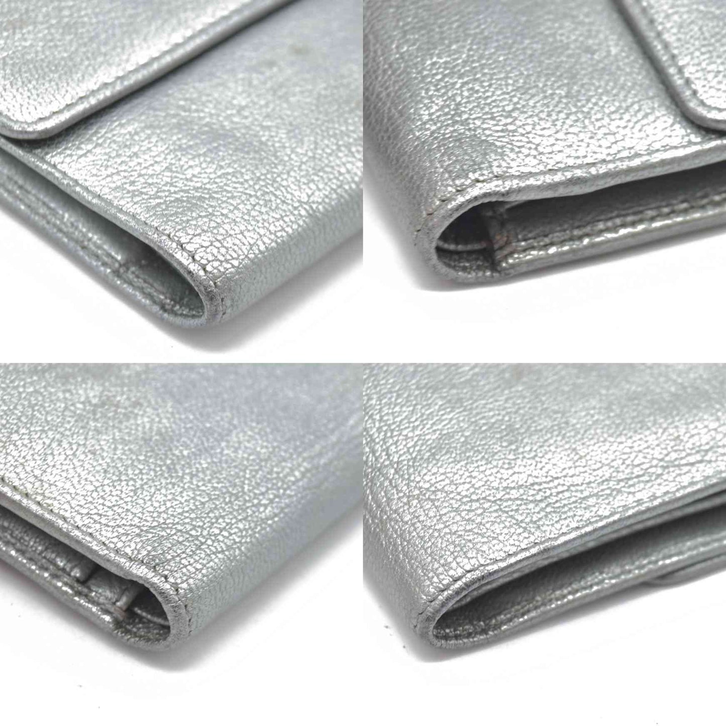 Chanel Metallic Silver Leather CC Flap Long Wallet