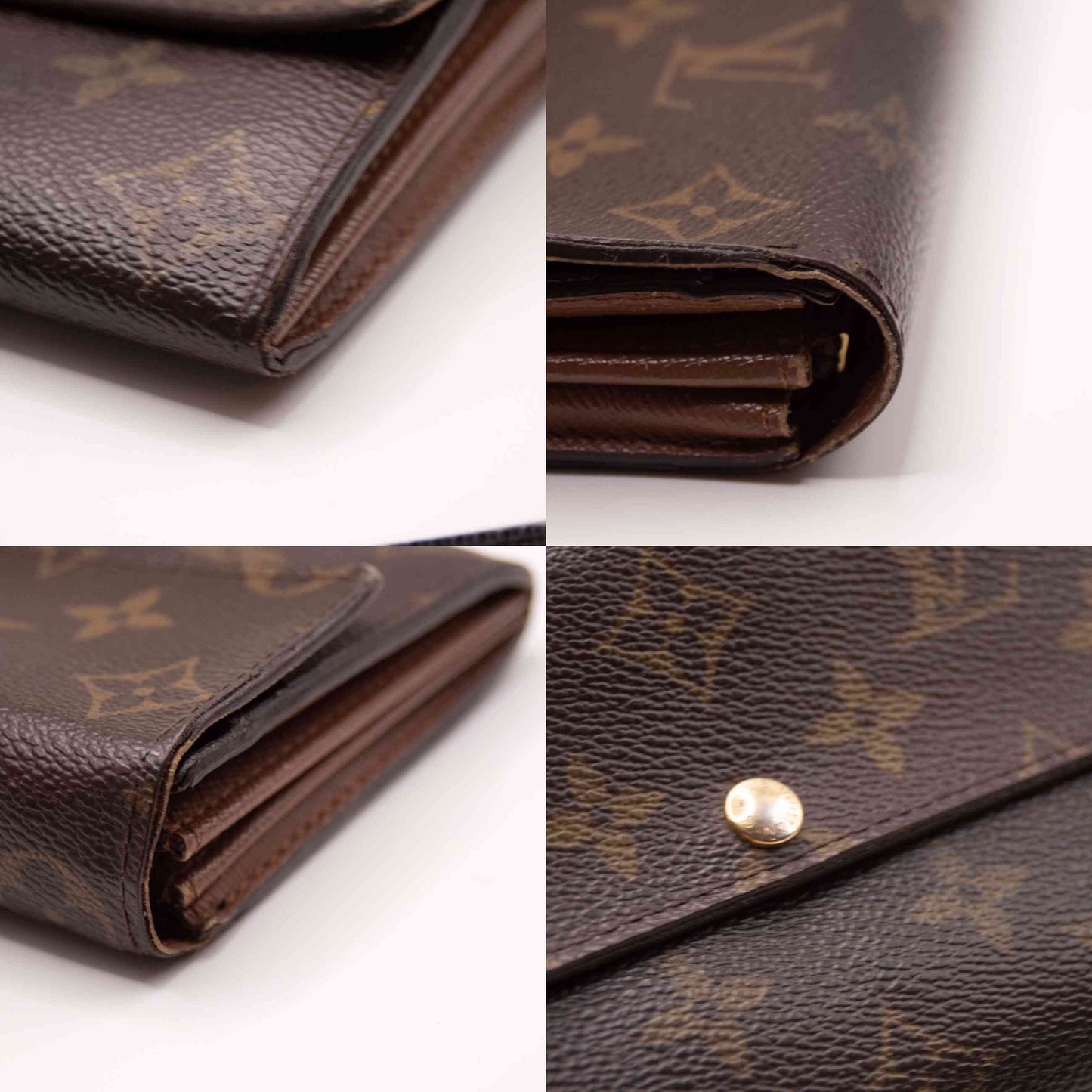 $775 2008 Louis Vuitton Monogram Portefeiulle Sarah Long Bifold Wallet Brown CA0068