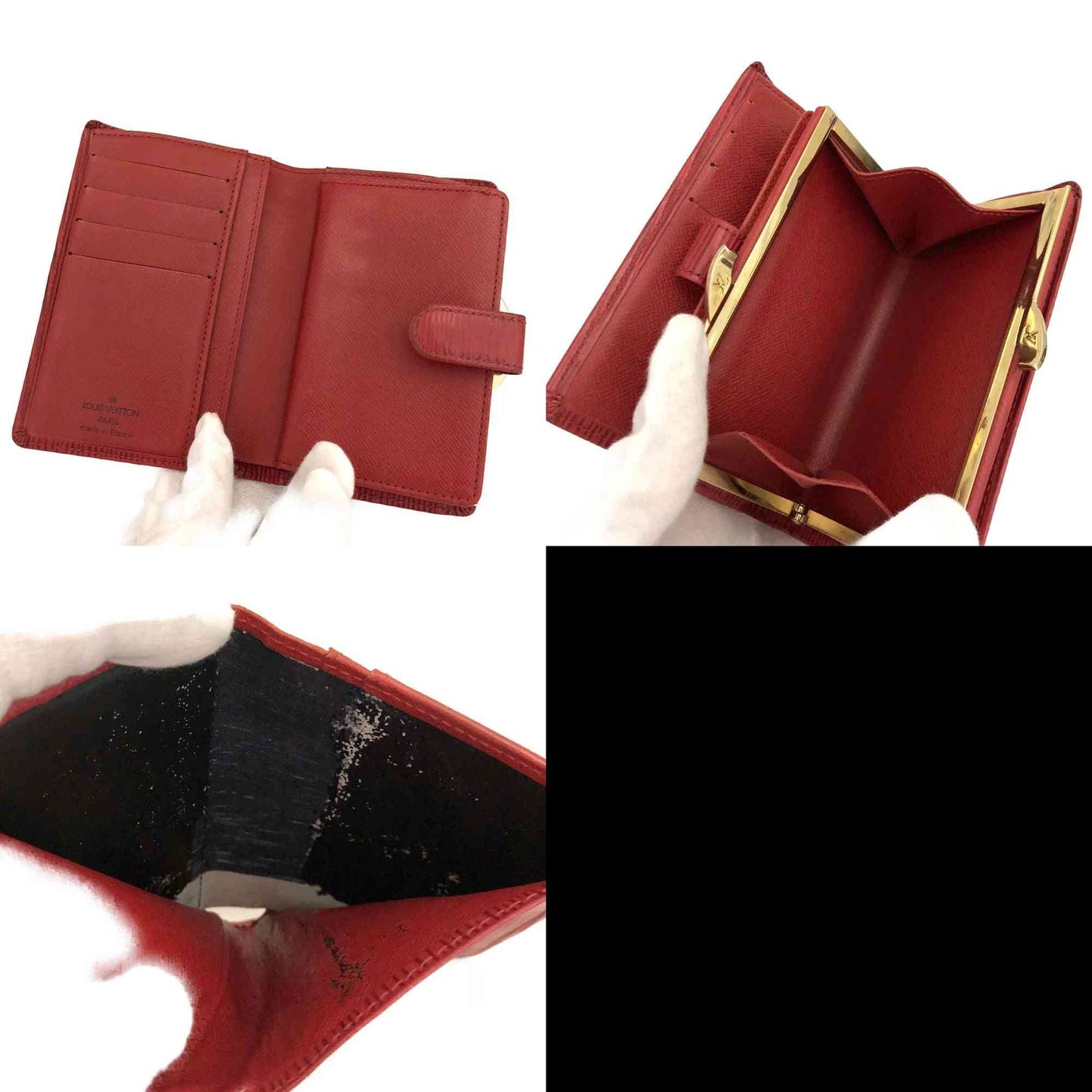 Louis Vuitton Epi Porte Monnaie Billets Viennois Leather Wallet Red MI0080